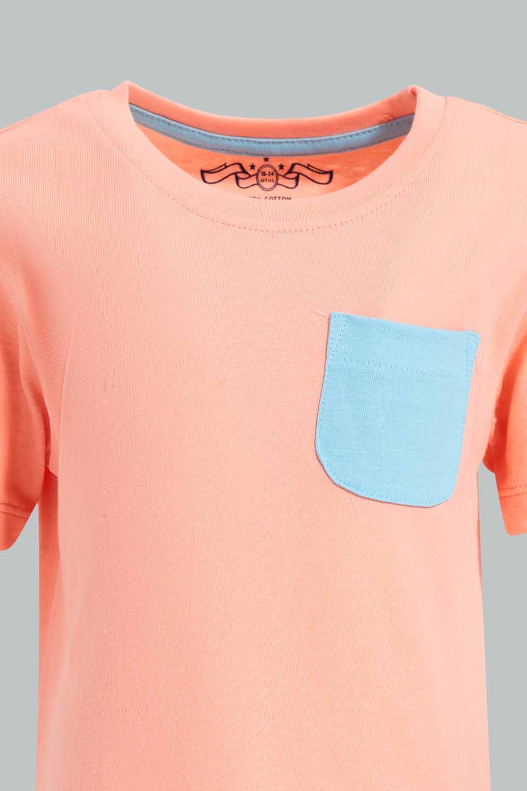 Redtag-Pink-Short-Slv-Pocket-Tshirt-Category:T-Shirts,-Colour:Apricot,-Deals:New-In,-Filter:Infant-Boys-(3-to-24-Mths),-INB-T-Shirts,-New-In-INB-APL,-Non-Sale,-S22D,-Section:Boys-(0-to-14Yrs),-TBL-Infant-Boys-3 to 24 Months