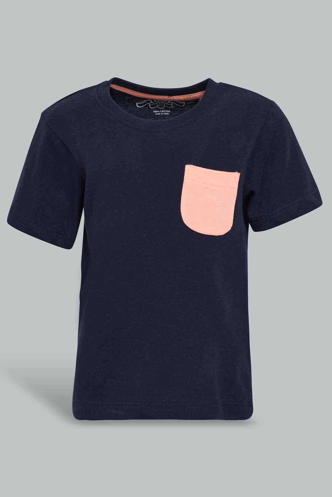 Redtag-Navy-Short-Slv-Pocket-Tshirt-Category:T-Shirts,-Colour:Navy,-Deals:New-In,-Filter:Infant-Boys-(3-to-24-Mths),-INB-T-Shirts,-New-In-INB-APL,-Non-Sale,-S22D,-Section:Boys-(0-to-14Yrs),-TBL-Infant-Boys-3 to 24 Months