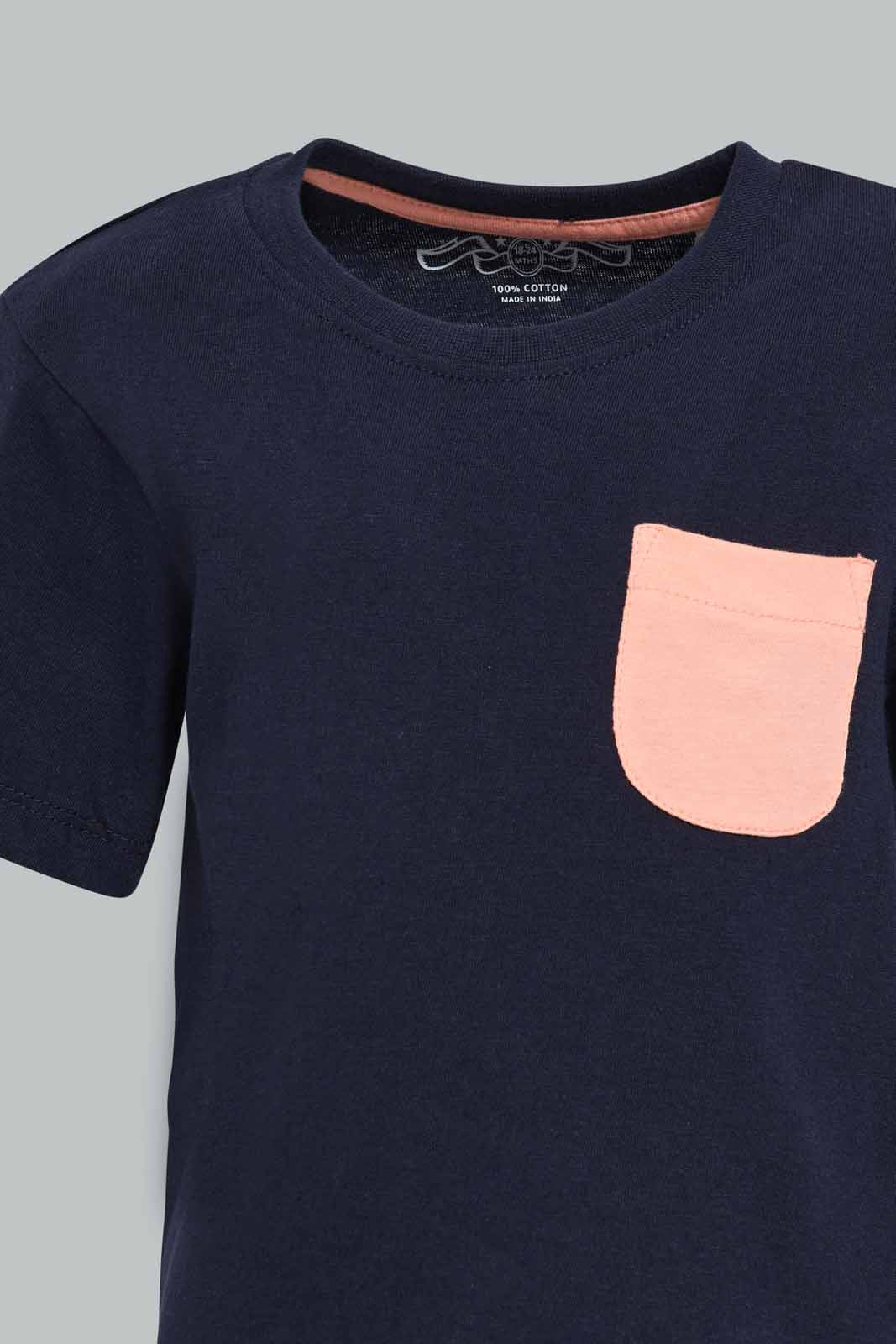 Redtag-Navy-Short-Slv-Pocket-Tshirt-Category:T-Shirts,-Colour:Navy,-Deals:New-In,-Filter:Infant-Boys-(3-to-24-Mths),-INB-T-Shirts,-New-In-INB-APL,-Non-Sale,-S22D,-Section:Boys-(0-to-14Yrs),-TBL-Infant-Boys-3 to 24 Months