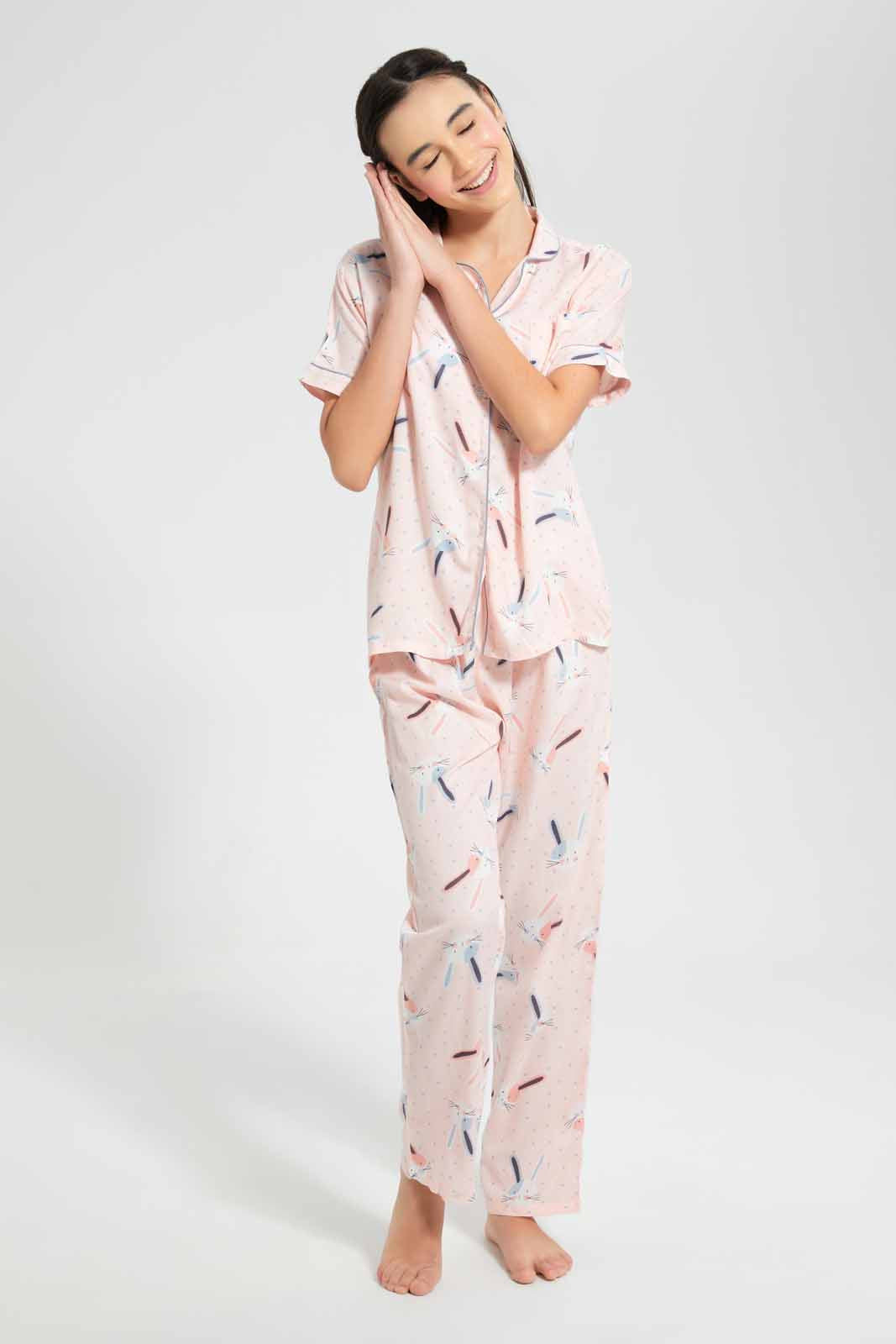 Pink Bunny Pajama Set (2 Piece)