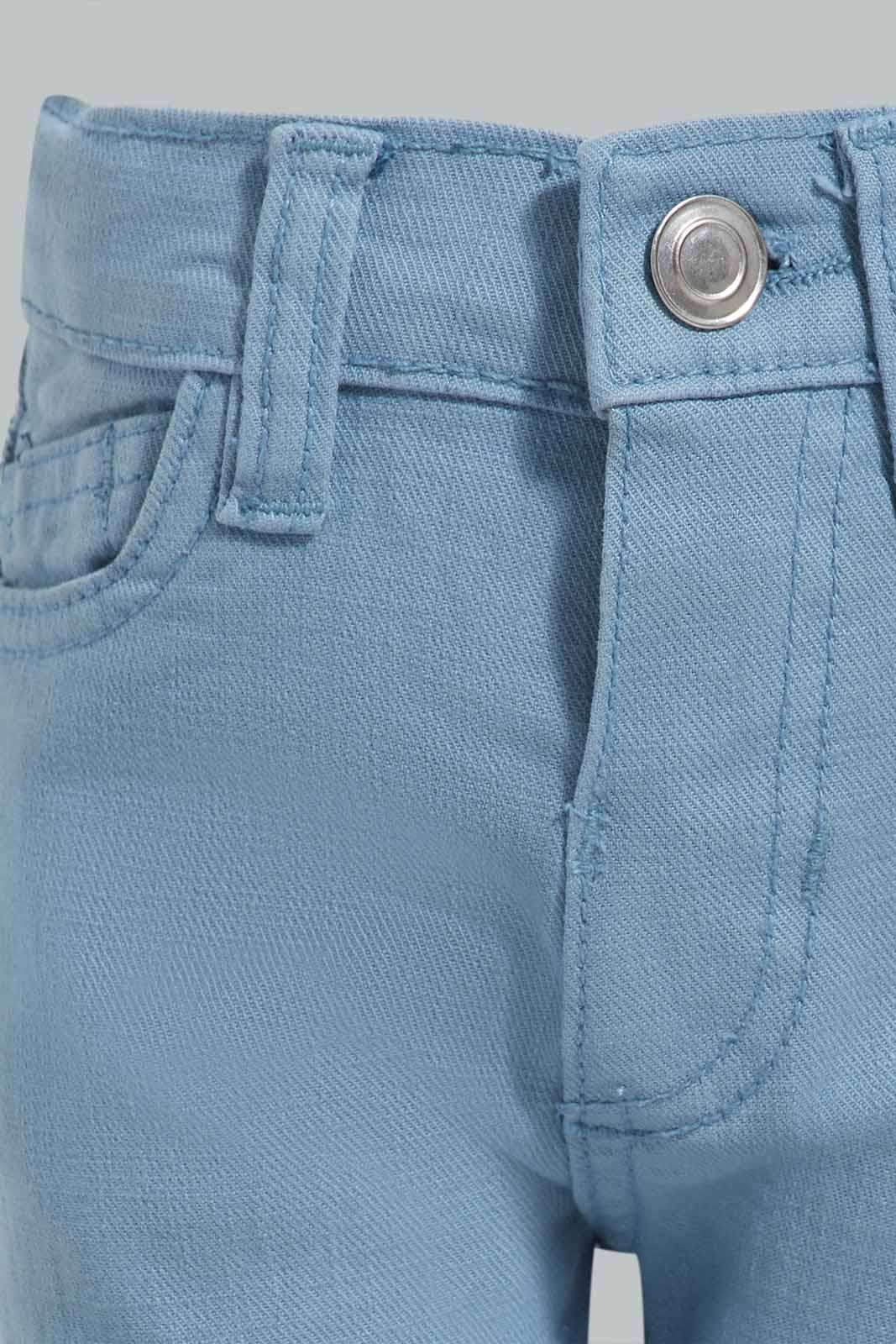 Redtag-Blue-Color-Denim-Short-Denim-Shorts-Infant-Boys-3 to 24 Months