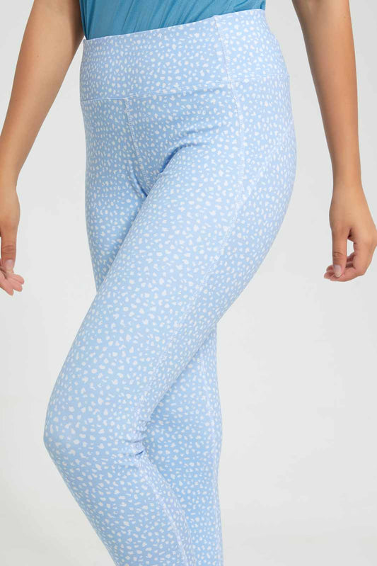 Blue All-Over Print Active Pant