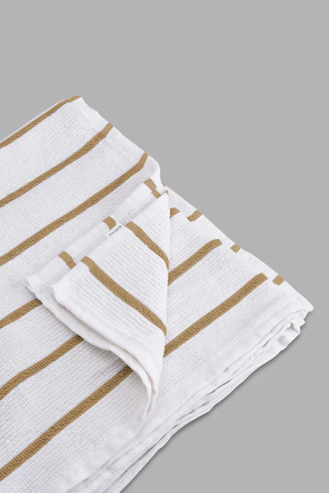 Beige Striped Bath Towel