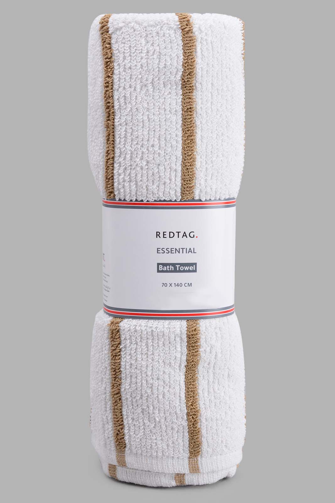 Beige Striped Bath Towel