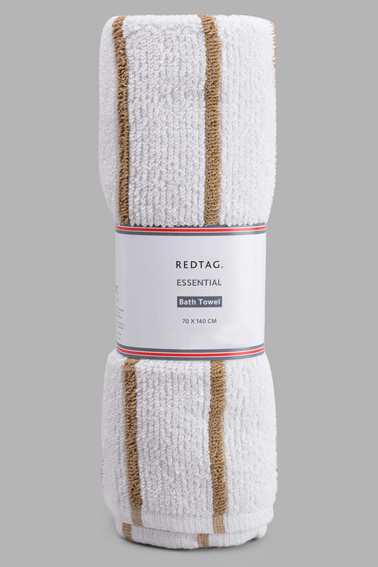 Beige Striped Bath Towel