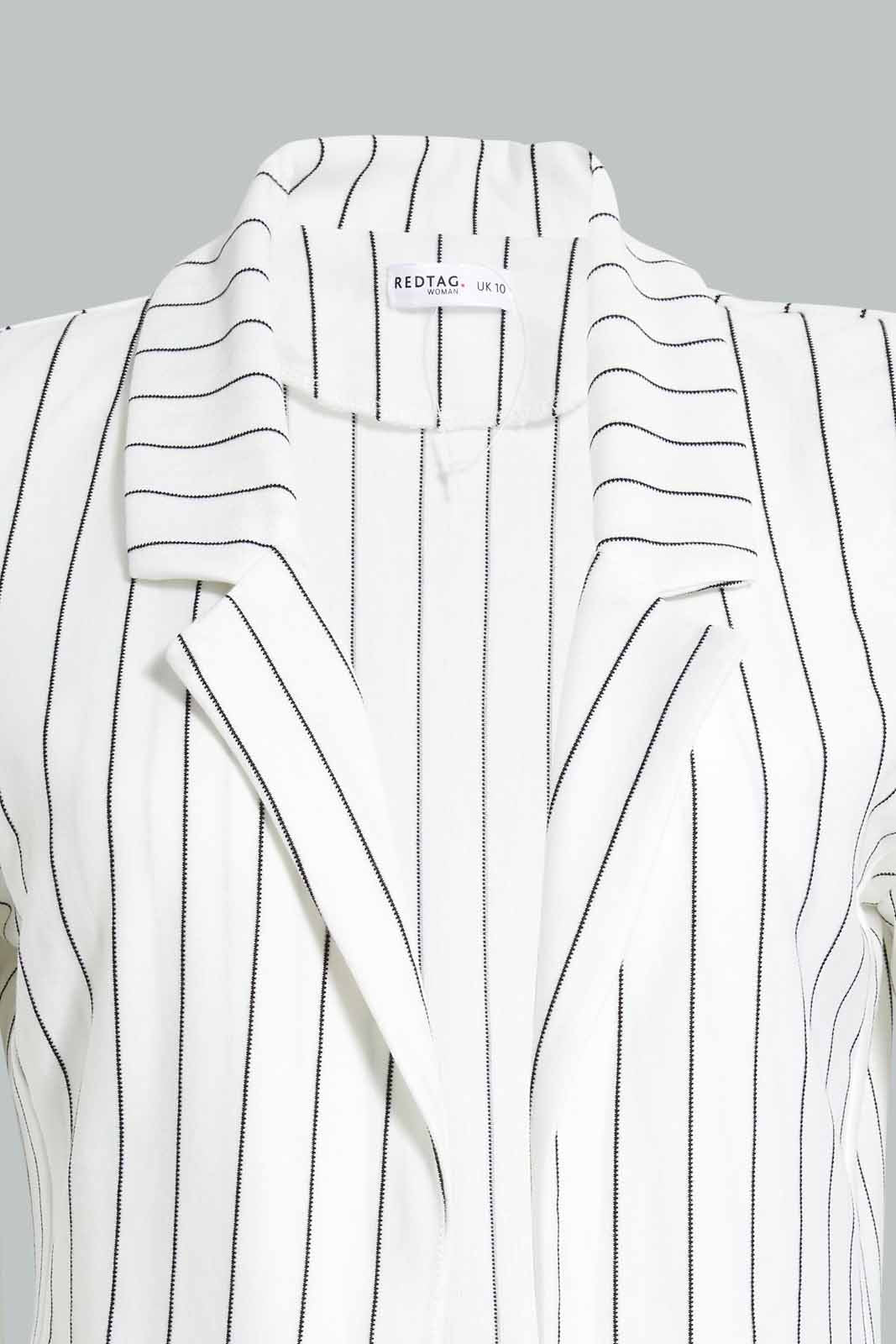 Redtag-White-Stripe-Rolled-Up-Sleeve-Jacket-Category:Jackets,-Colour:White,-Filter:Women's-Clothing,-New-In,-New-In-Women,-Non-Sale,-S22C,-Section:Women,-Women-Jackets-Women's-
