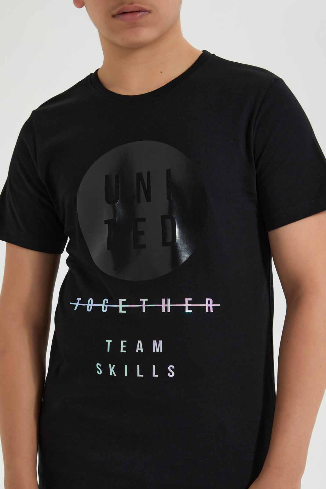 Redtag-Black-Reflective-Beyound-Tee-Graphic-T-Shirts-Senior-Boys-9 to 14 Years