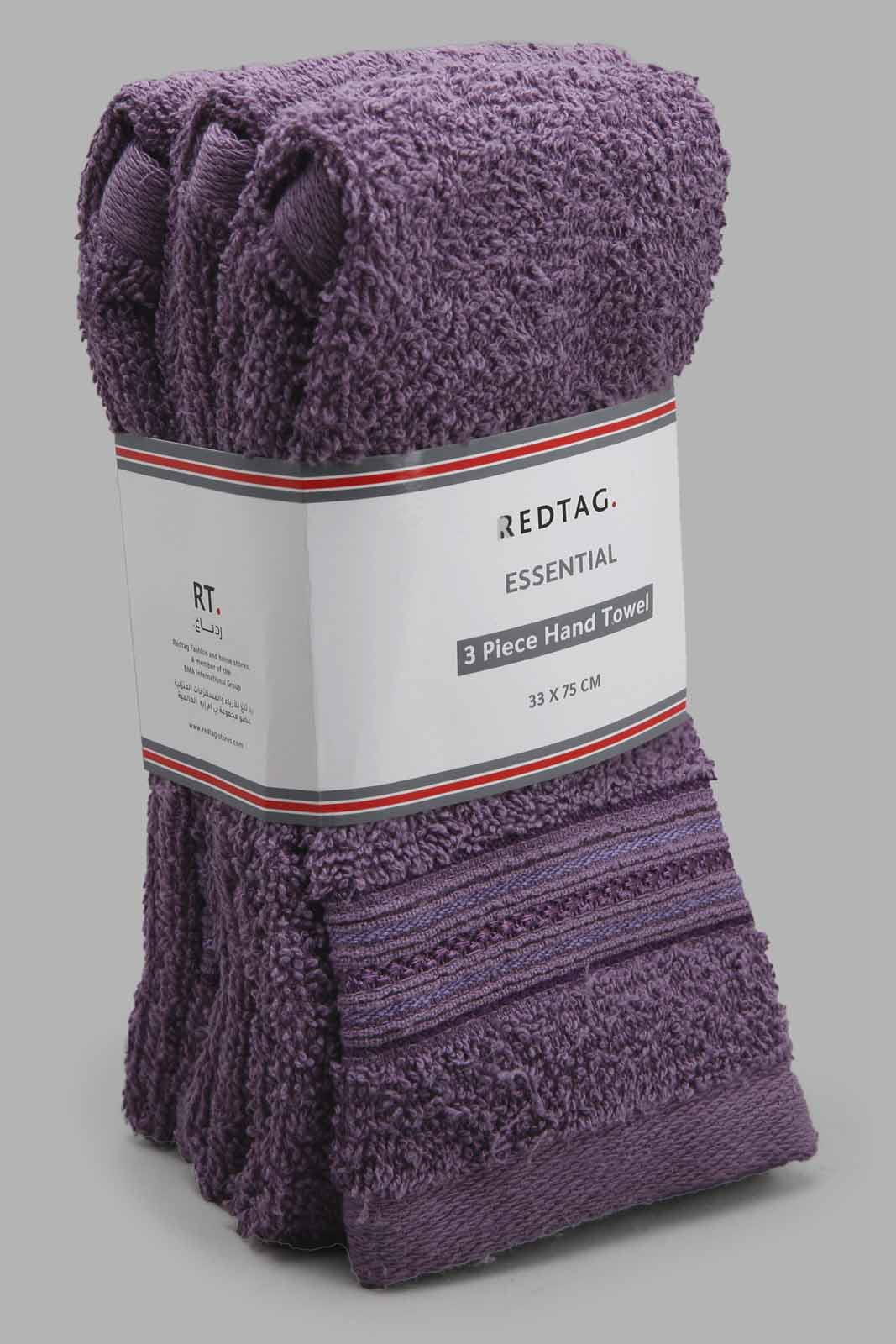 Redtag-Beige-Hand-Towel-(3Pc-Set)-Category:Towels,-Colour:Purple,-Filter:Home-Bathroom,-FSDU,-HMW-BAC-Towels,-Non-Sale,-S22B,-Section:Homewares-Home-Bathroom-