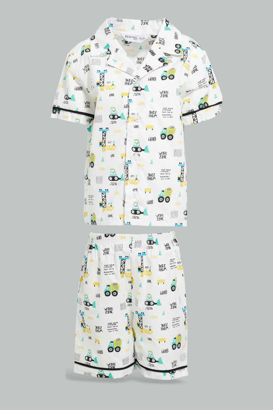 Redtag-White-Care-Printed-Woven-Pj-Set-(2-Pack)-Category:Pyjama-Sets,-Colour:White,-Deals:New-In,-Filter:Infant-Boys-(3-to-24-Mths),-INB-Pyjama-Sets,-New-In-INB-APL,-Non-Sale,-Section:Boys-(0-to-14Yrs),-W22O-Infant-Boys-3 to 24 Months