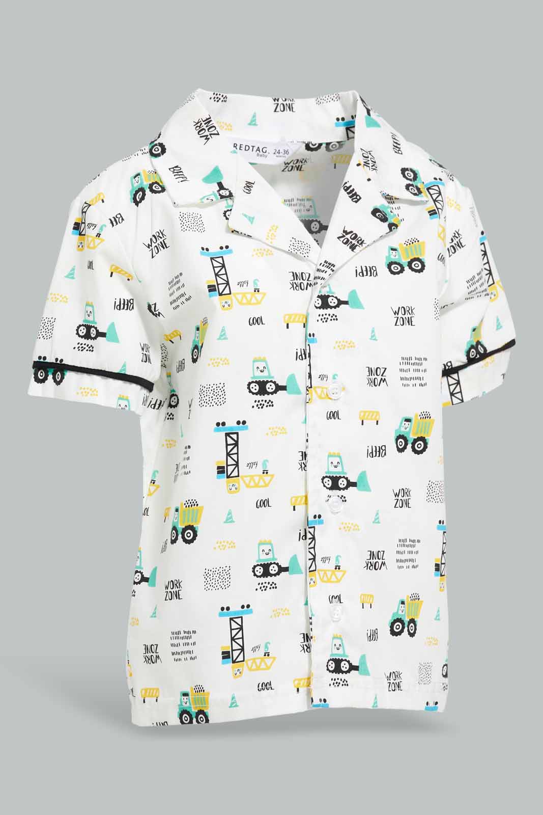 Redtag-White-Care-Printed-Woven-Pj-Set-(2-Pack)-Category:Pyjama-Sets,-Colour:White,-Deals:New-In,-Filter:Infant-Boys-(3-to-24-Mths),-INB-Pyjama-Sets,-New-In-INB-APL,-Non-Sale,-Section:Boys-(0-to-14Yrs),-W22O-Infant-Boys-3 to 24 Months