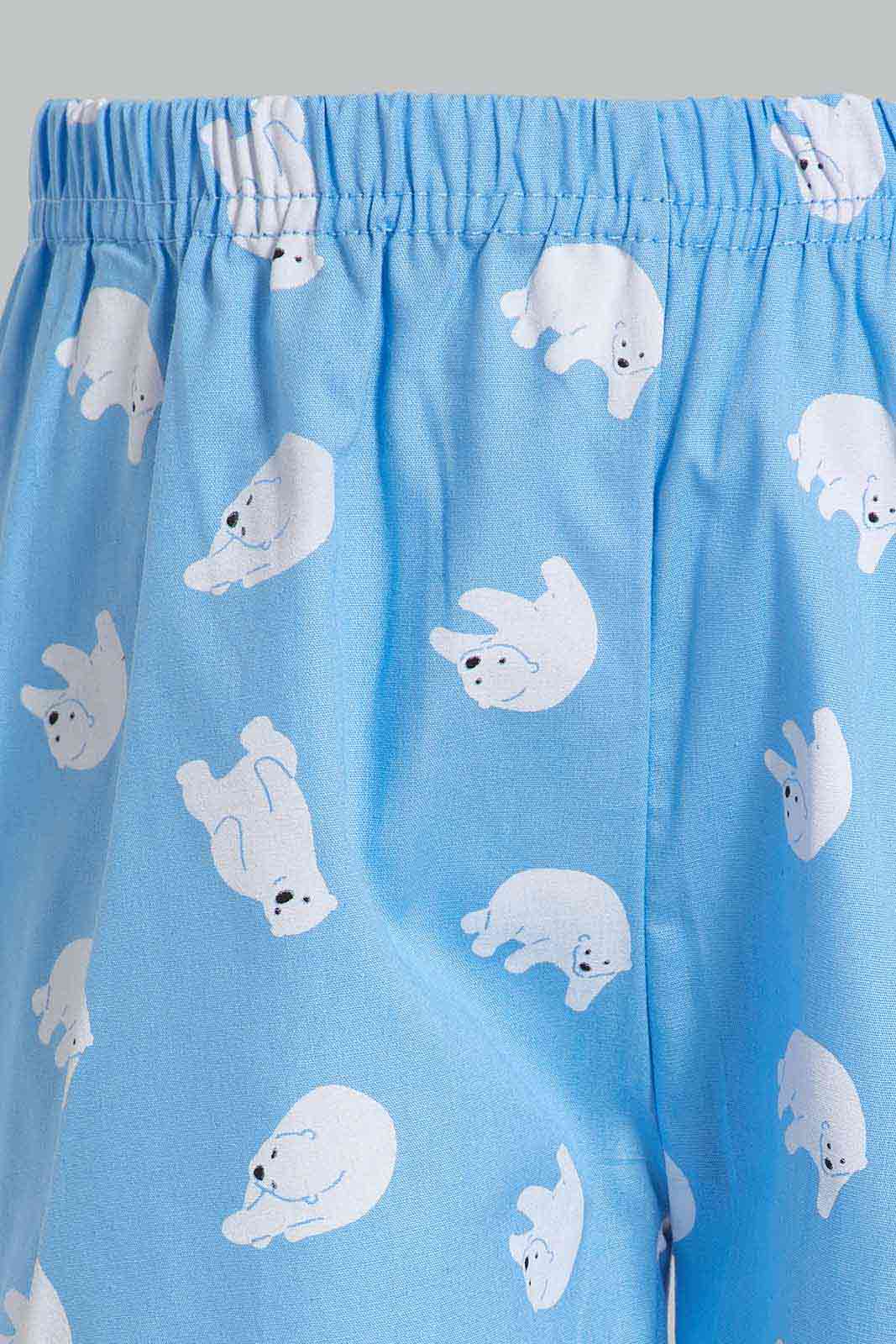 Redtag-Blue-Polar-Bear-Printed-Woven-Pj-Set-(2-Pack)-Category:Pyjama-Sets,-Colour:Blue,-Deals:New-In,-Filter:Infant-Boys-(3-to-24-Mths),-INB-Pyjama-Sets,-New-In-INB-APL,-Non-Sale,-Section:Boys-(0-to-14Yrs),-W22O-Infant-Boys-3 to 24 Months