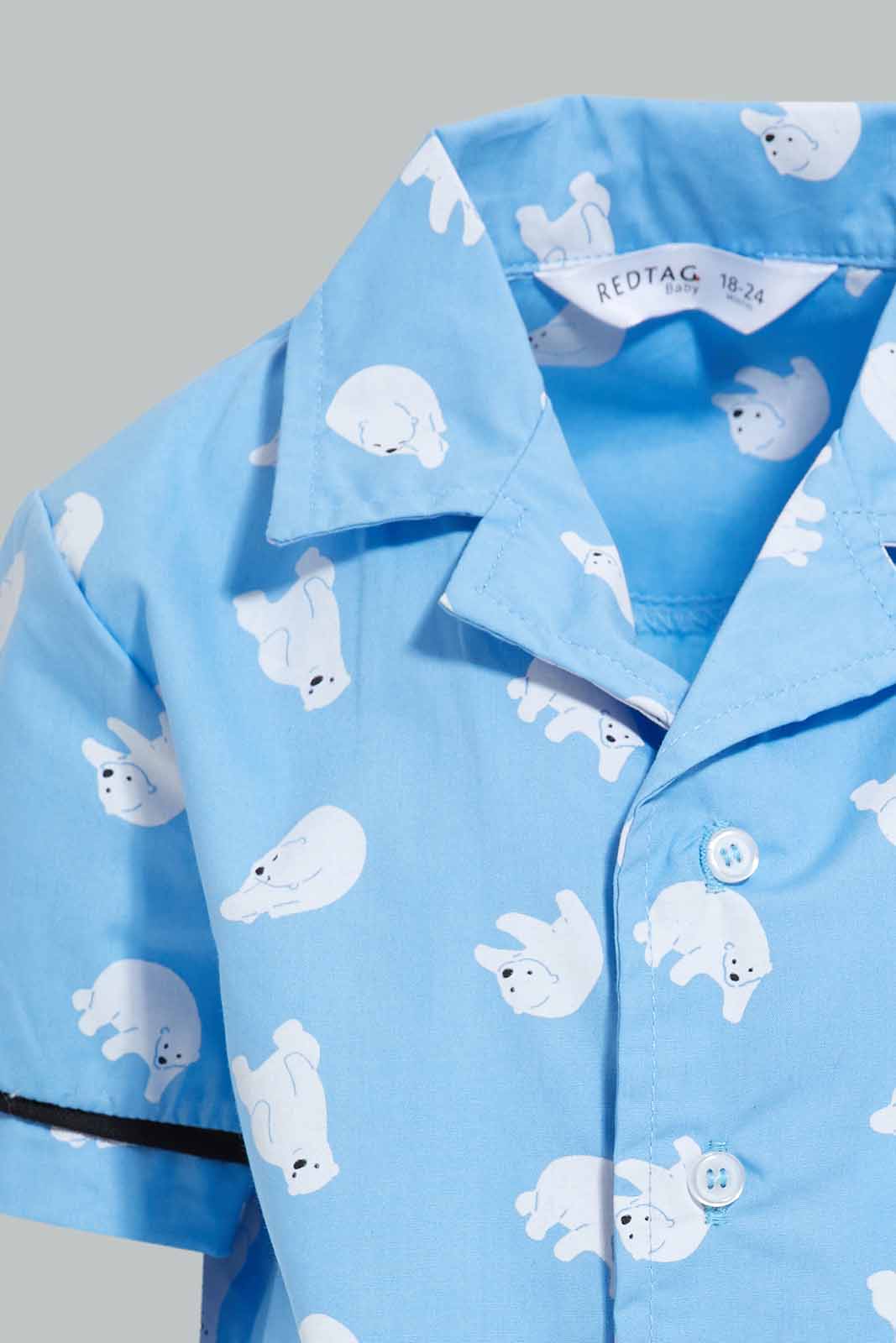 Redtag-Blue-Polar-Bear-Printed-Woven-Pj-Set-(2-Pack)-Category:Pyjama-Sets,-Colour:Blue,-Deals:New-In,-Filter:Infant-Boys-(3-to-24-Mths),-INB-Pyjama-Sets,-New-In-INB-APL,-Non-Sale,-Section:Boys-(0-to-14Yrs),-W22O-Infant-Boys-3 to 24 Months