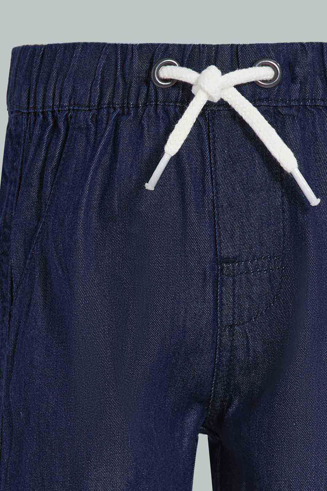 Redtag-Blue-And-Navy-Chambrey-Trouser-Shorts(2-Pack)-Category:Shorts,-Colour:Navy,-Deals:New-In,-Filter:Infant-Boys-(3-to-24-Mths),-INB-Shorts,-New-In-INB-APL,-Non-Sale,-S22D,-Section:Boys-(0-to-14Yrs)-Infant-Boys-