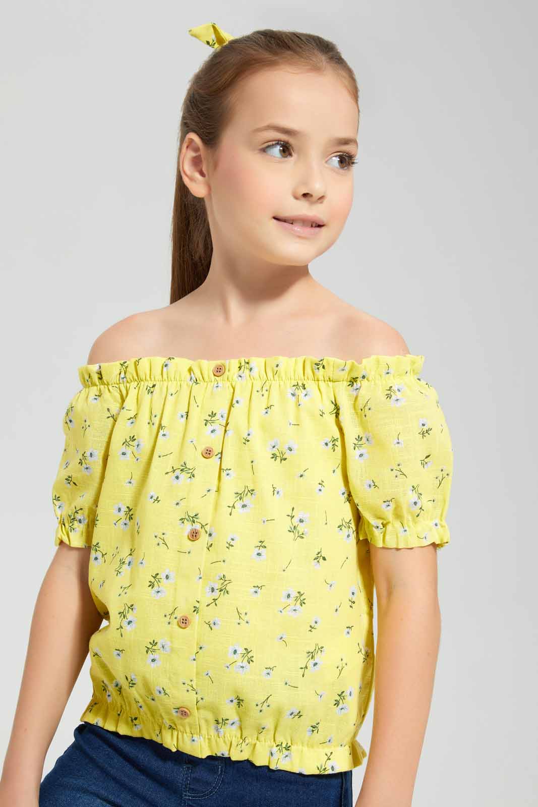 Redtag-Yellow-Button-Front-Printed-Blouse-Category:Blouses,-Colour:Yellow,-Deals:New-In,-Filter:Girls-(2-to-8-Yrs),-GIR-Blouses,-New-In-GIR-APL,-Non-Sale,-Section:Girls-(0-to-14Yrs),-W22O-Girls-2 to 8 Years