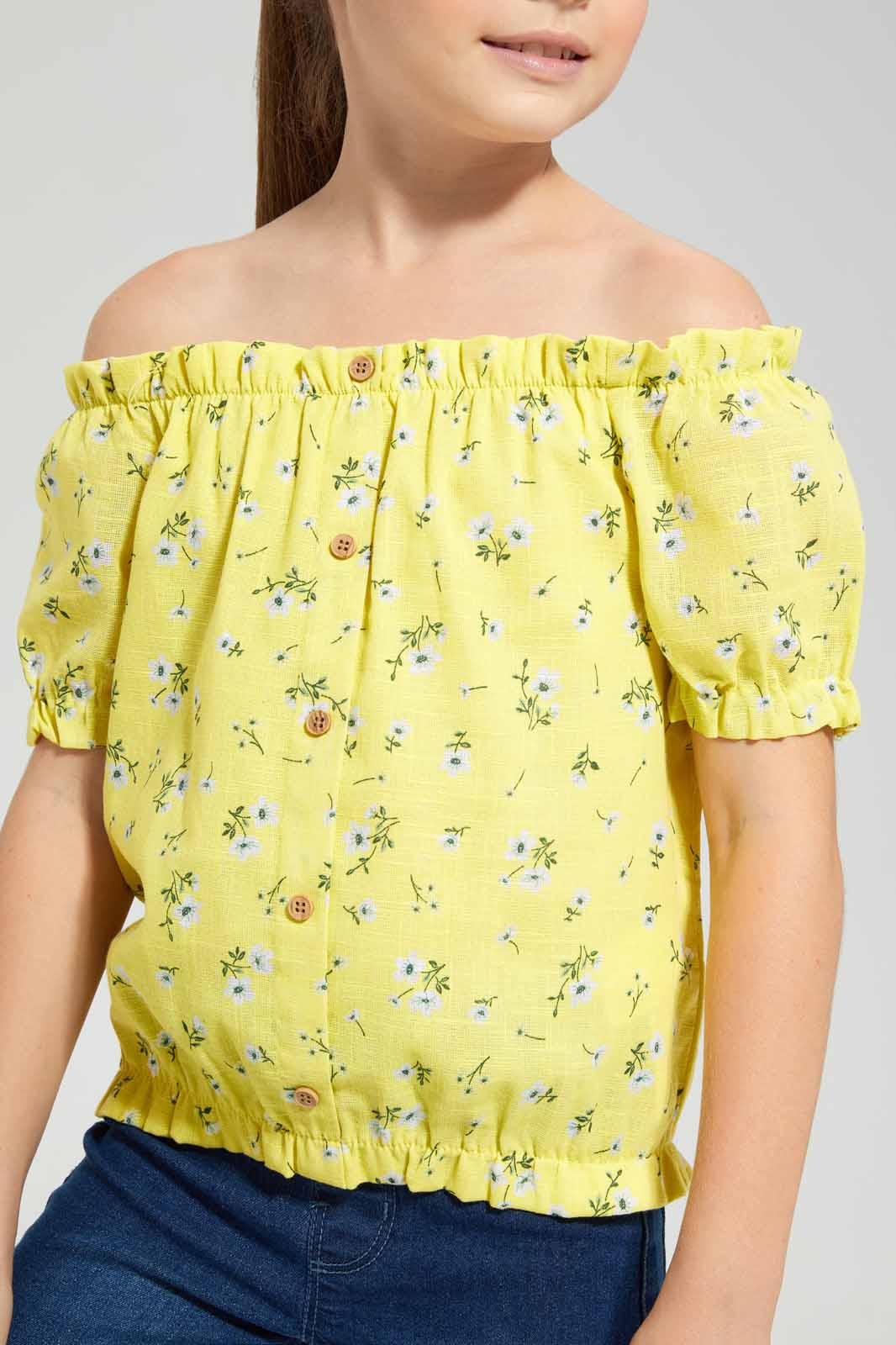 Redtag-Yellow-Button-Front-Printed-Blouse-Category:Blouses,-Colour:Yellow,-Deals:New-In,-Filter:Girls-(2-to-8-Yrs),-GIR-Blouses,-New-In-GIR-APL,-Non-Sale,-Section:Girls-(0-to-14Yrs),-W22O-Girls-2 to 8 Years