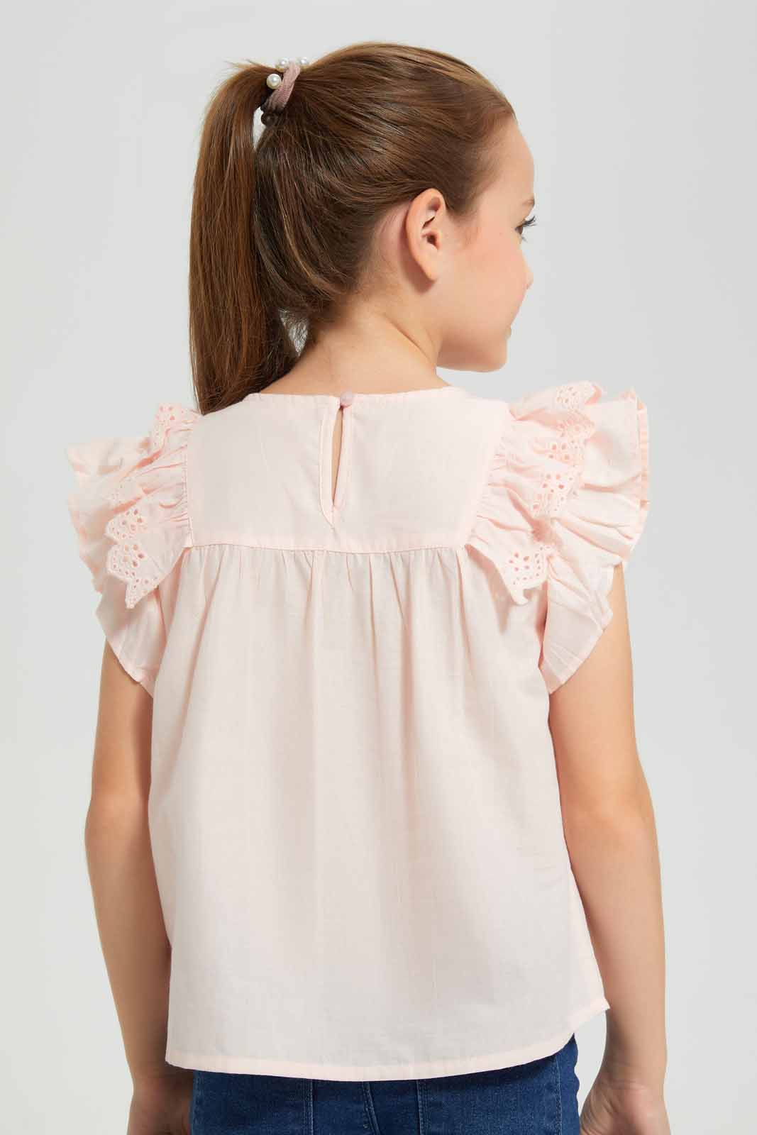 Redtag-Yellow-Frilled-Front-Blouse-Category:Blouses,-Colour:Apricot,-Deals:New-In,-Filter:Girls-(2-to-8-Yrs),-GIR-Blouses,-New-In-GIR-APL,-Non-Sale,-Section:Girls-(0-to-14Yrs),-W22O-Girls-2 to 8 Years