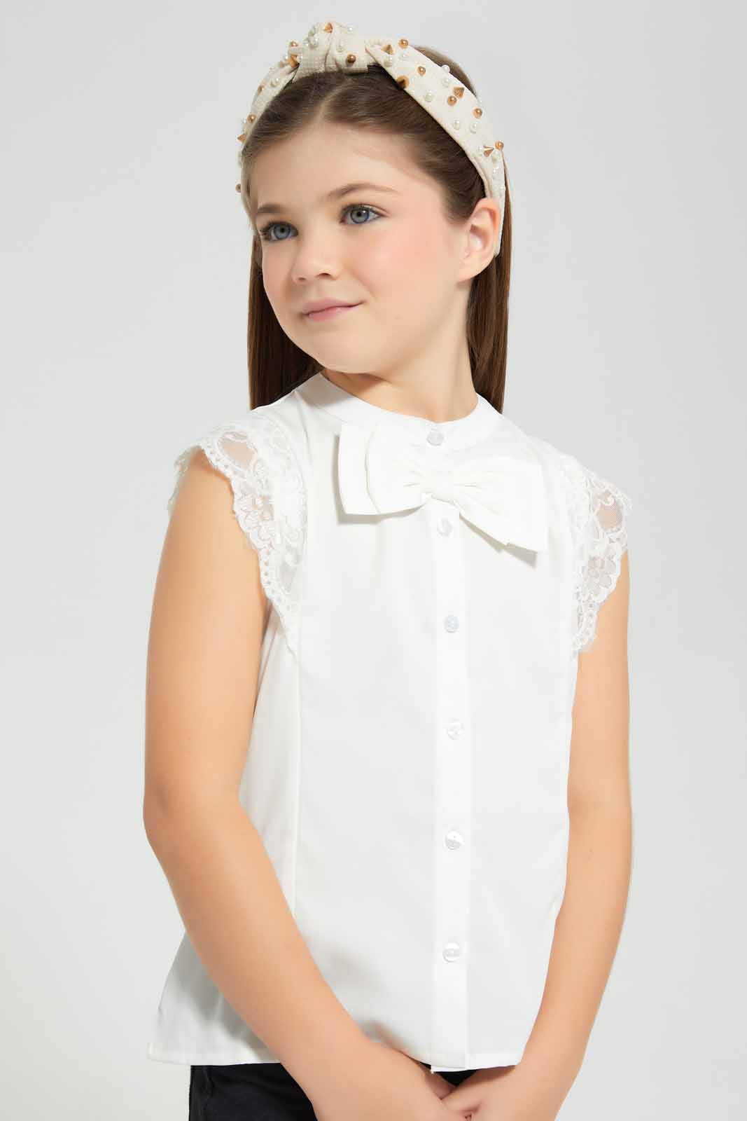 Redtag-White-Button-Front-Blouse-Category:Blouses,-Colour:White,-Deals:New-In,-Filter:Girls-(2-to-8-Yrs),-GIR-Blouses,-New-In-GIR-APL,-Non-Sale,-Section:Girls-(0-to-14Yrs),-W22O-Girls-2 to 8 Years