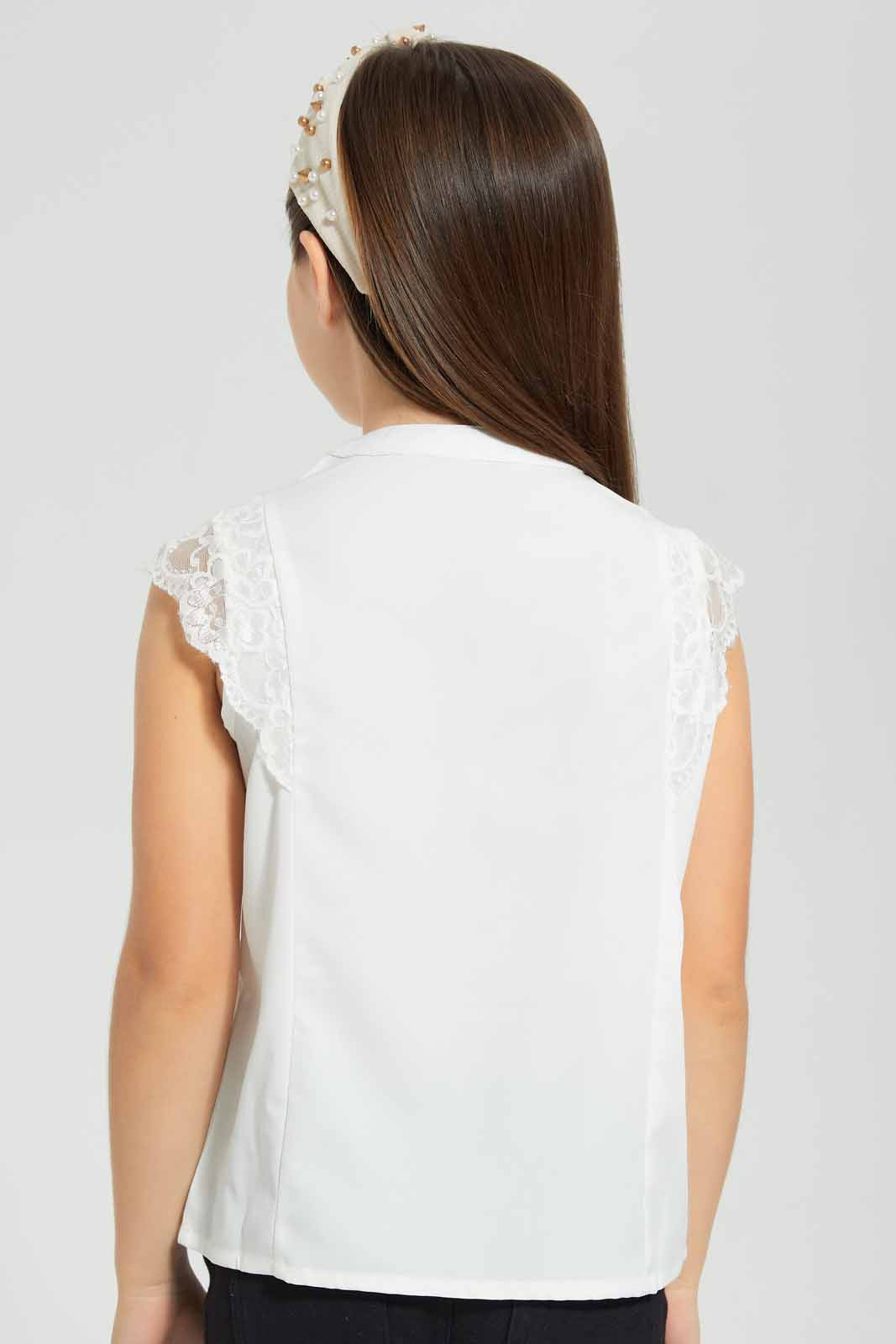 Redtag-White-Button-Front-Blouse-Category:Blouses,-Colour:White,-Deals:New-In,-Filter:Girls-(2-to-8-Yrs),-GIR-Blouses,-New-In-GIR-APL,-Non-Sale,-Section:Girls-(0-to-14Yrs),-W22O-Girls-2 to 8 Years