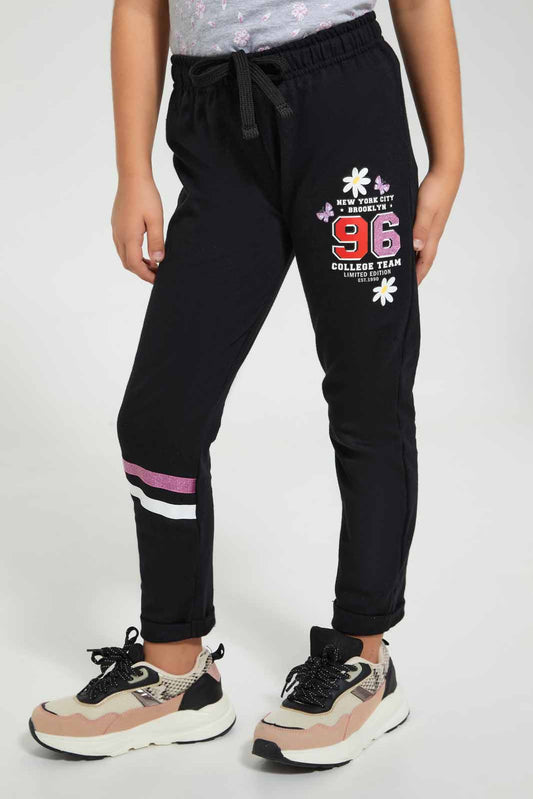 Black Embellished Active Pant