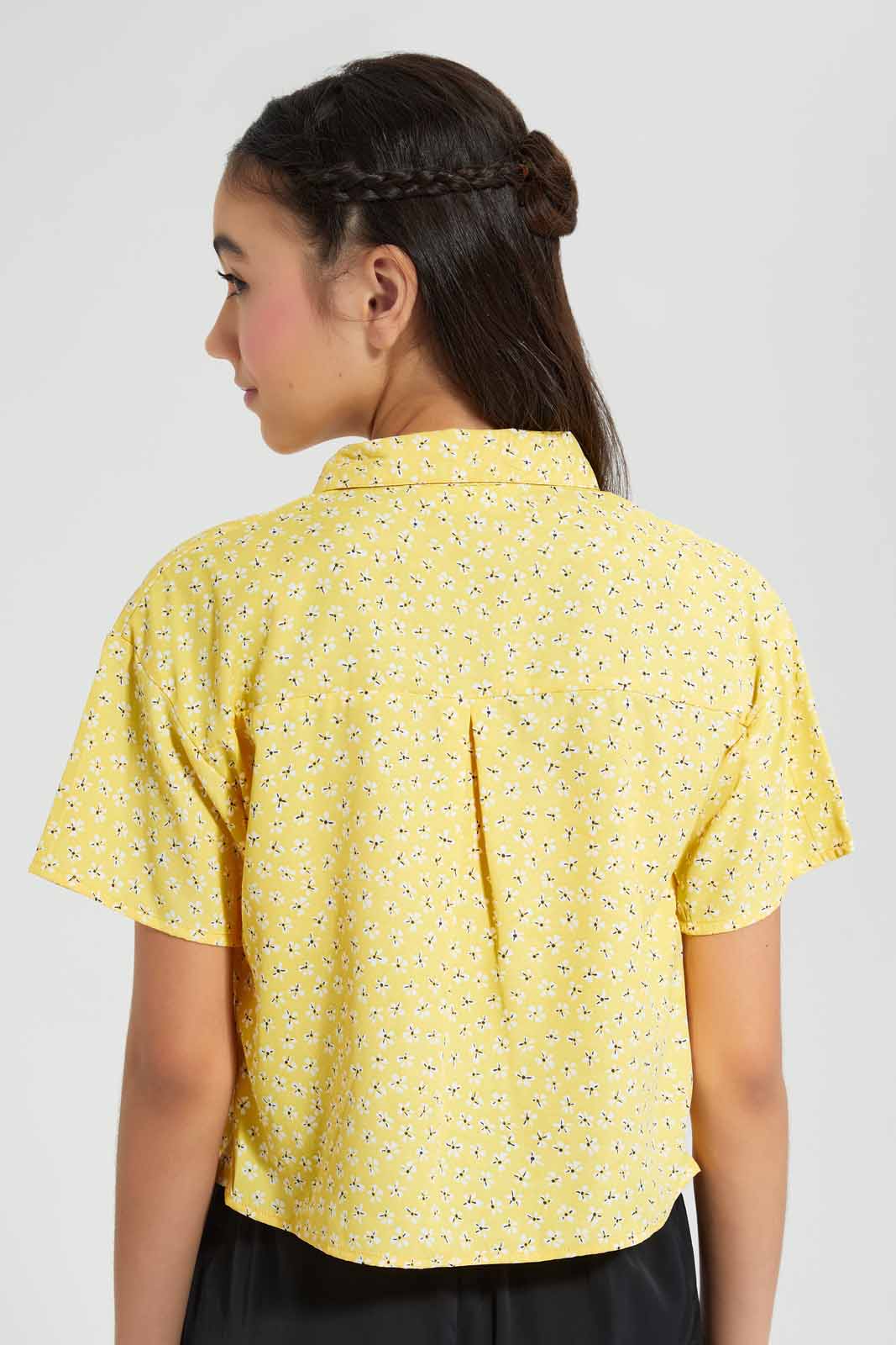 Redtag-Assorted-Yellow-Ditsy-Print-Crop-Shirt-Category:Blouses,-Colour:Assorted,-Filter:Senior-Girls-(9-to-14-Yrs),-GSR-Blouses,-New-In,-New-In-GSR,-Non-Sale,-S22D,-Section:Kidswear,-TBL-Senior-Girls-9 to 14 Years