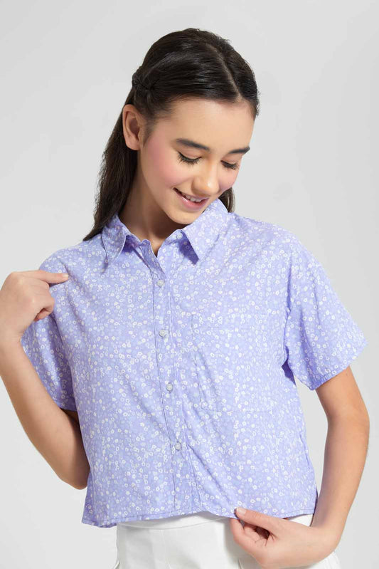 Redtag-Assorted-Purple-Disty-Print-Crop-Shirt-Category:Blouses,-Colour:Assorted,-Filter:Senior-Girls-(9-to-14-Yrs),-GSR-Blouses,-New-In,-New-In-GSR,-Non-Sale,-S22D,-Section:Kidswear,-TBL-Senior-Girls-9 to 14 Years