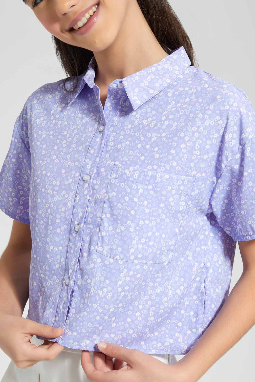 Redtag-Assorted-Purple-Disty-Print-Crop-Shirt-Category:Blouses,-Colour:Assorted,-Filter:Senior-Girls-(9-to-14-Yrs),-GSR-Blouses,-New-In,-New-In-GSR,-Non-Sale,-S22D,-Section:Kidswear,-TBL-Senior-Girls-9 to 14 Years