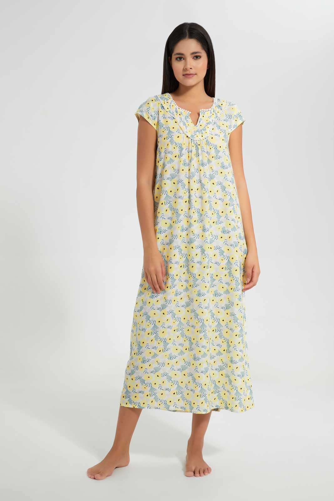 Redtag-Ivory-Printed-Nightgown-Nightgowns-Women's-