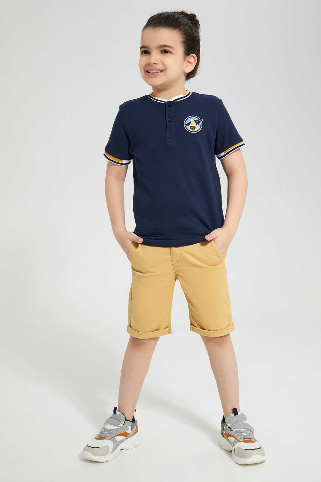 Redtag-Navy-Pique-Collar-Stand-Polo-BOY-Polo-T-Shirts,-Category:Polo-T-Shirts,-Colour:Navy,-Deals:New-In,-Filter:Boys-(2-to-8-Yrs),-New-In-BOY,-Non-Sale,-S22D,-Section:Boys-(0-to-14Yrs)-Boys-2 to 8 Years