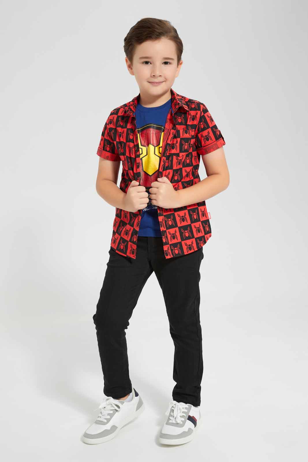 Redtag-Red-Spiderman-Shirt-And-T-Shirt-Set-BOY-Shirts,-Category:Shirts,-CHR,-Colour:Red,-Deals:New-In,-Filter:Boys-(2-to-8-Yrs),-New-In-BOY-APL,-Non-Sale,-S22D,-Section:Boys-(0-to-14Yrs)-Boys-2 to 8 Years