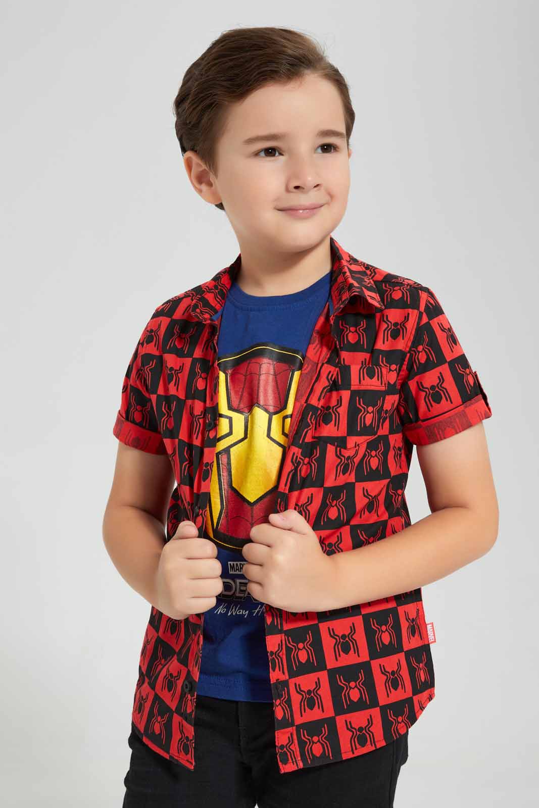 Redtag-Red-Spiderman-Shirt-And-T-Shirt-Set-BOY-Shirts,-Category:Shirts,-CHR,-Colour:Red,-Deals:New-In,-Filter:Boys-(2-to-8-Yrs),-New-In-BOY-APL,-Non-Sale,-S22D,-Section:Boys-(0-to-14Yrs)-Boys-2 to 8 Years