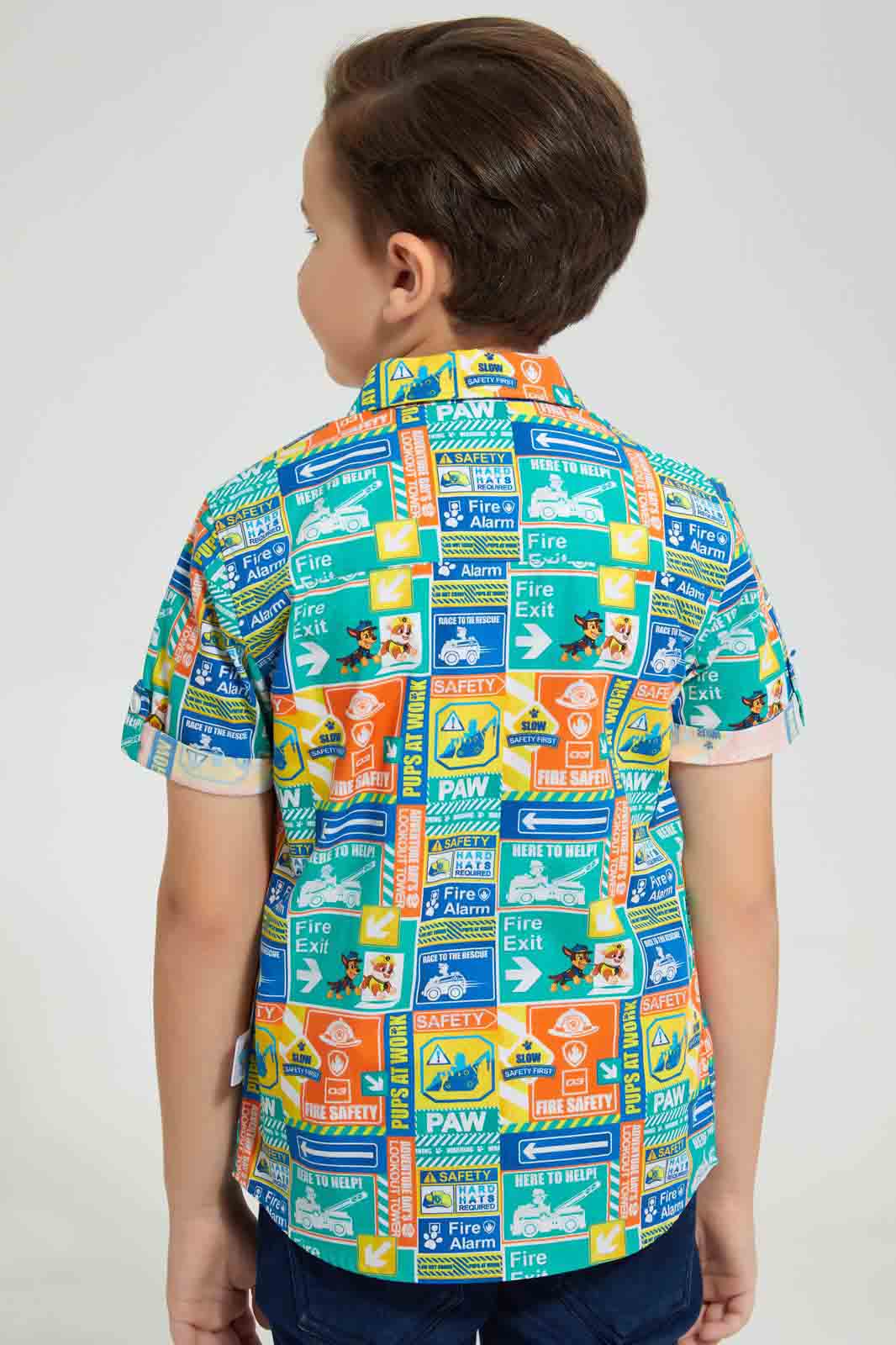 Redtag-Mint-Paw-Patrol-Shirt-And-T-Shirt-Set-Casual-Shirts-Boys-2 to 8 Years