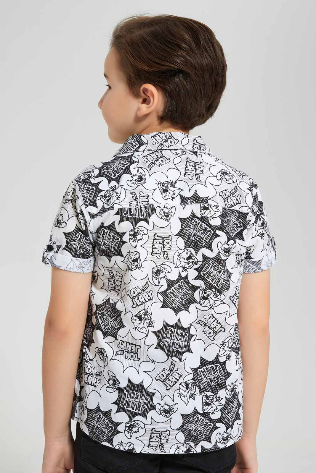 Redtag-Black-Tom-And-Jerry-Shirt-And-T-Shirt-Set-BOY-Shirts,-Category:Shirts,-CHR,-Colour:Black,-Deals:New-In,-Filter:Boys-(2-to-8-Yrs),-New-In-BOY-APL,-Non-Sale,-S22D,-Section:Boys-(0-to-14Yrs)-Boys-2 to 8 Years