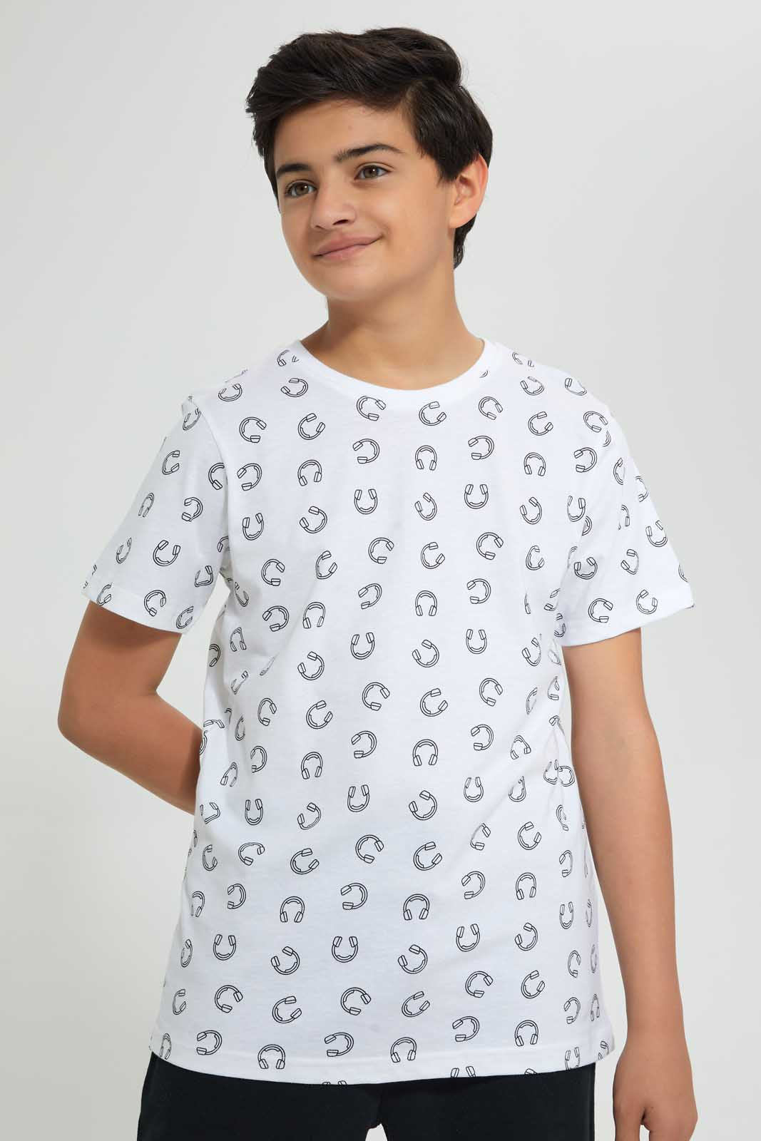 Redtag-White-Allover-Print-T-Shirt-Graphic-T-Shirts-Senior-Boys-9 to 14 Years