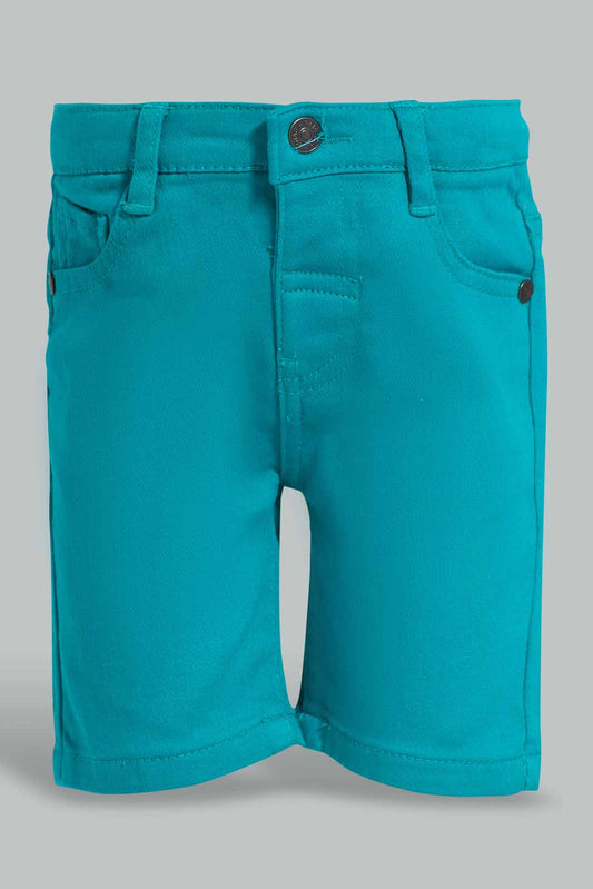 Teal Denim Short For Baby Boys