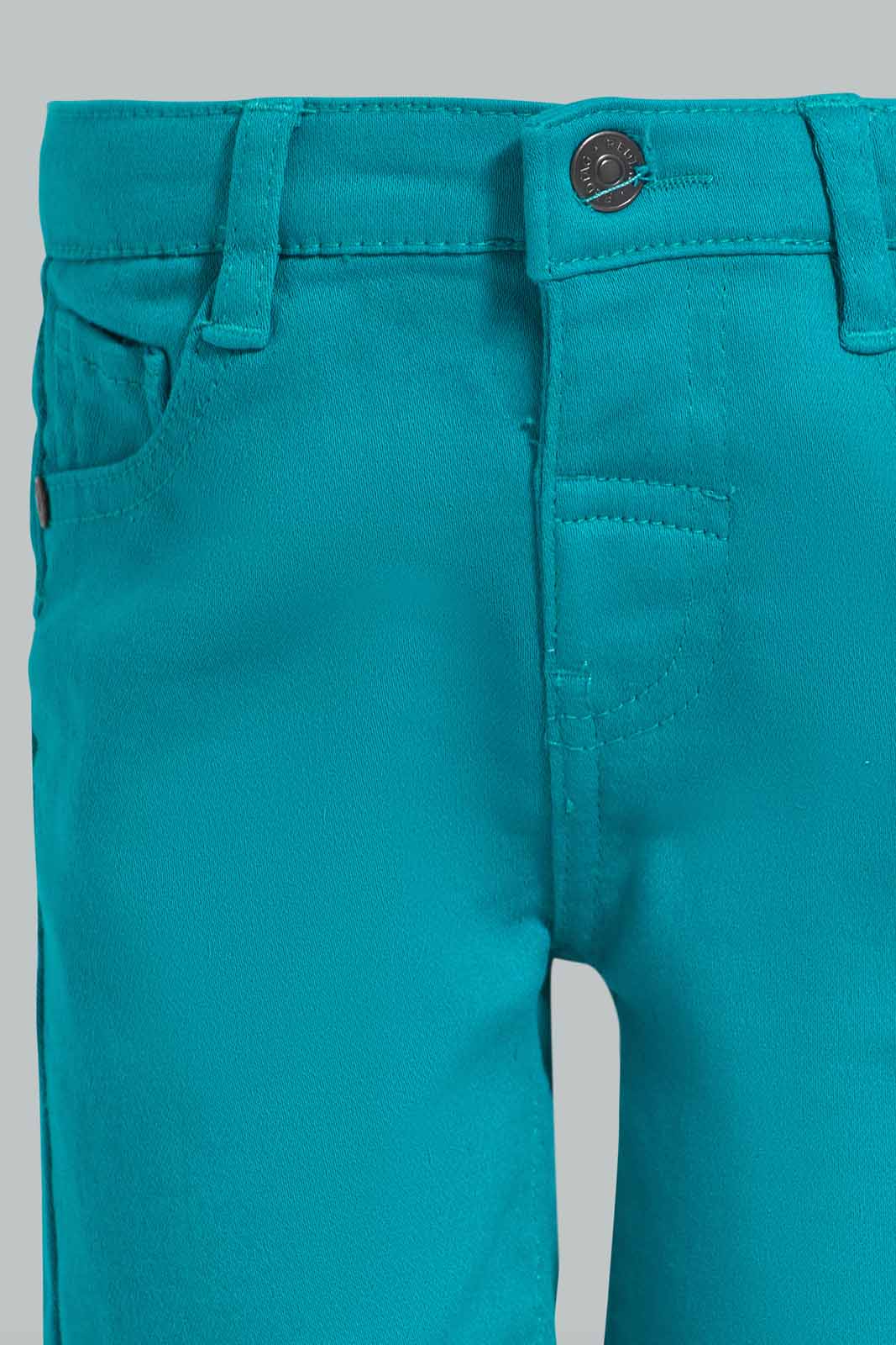 Redtag-Green-Knit-Denim-Short-Category:Shorts,-Colour:Green,-Deals:New-In,-Filter:Infant-Boys-(3-to-24-Mths),-Infant-Boys-Shorts,-New-In-INB,-Non-Sale,-S22D,-Section:Kidswear-Infant-Boys-