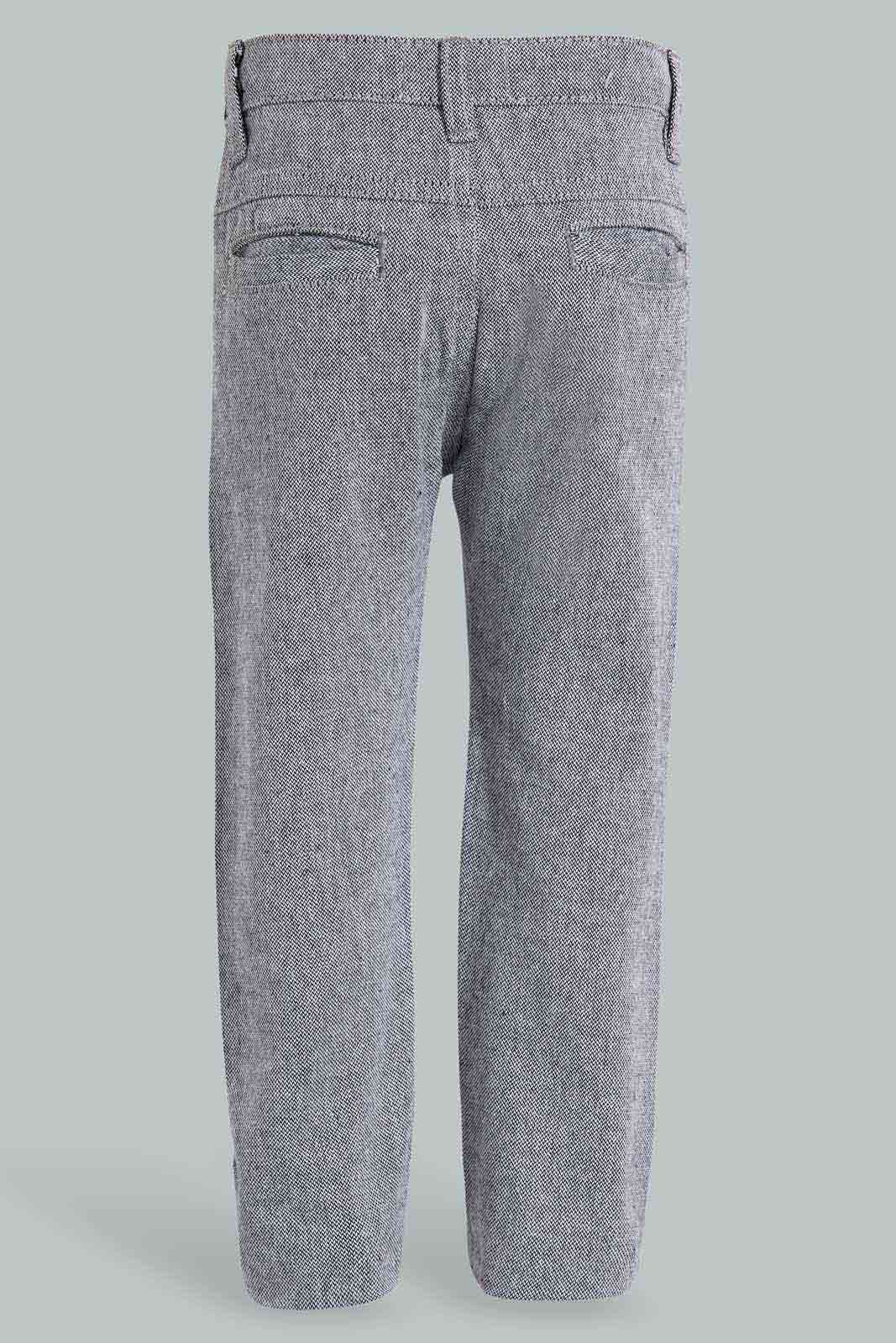 Redtag-Grey-Pull-On-Half-Rib-Casual-Trs-Pull-On-Trousers-Infant-Boys-3 to 24 Months