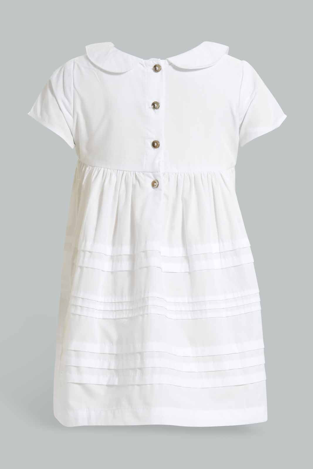 Redtag-White-Peter-Pan-Collar-Dress-Dresses-Infant-Girls-3 to 24 Months