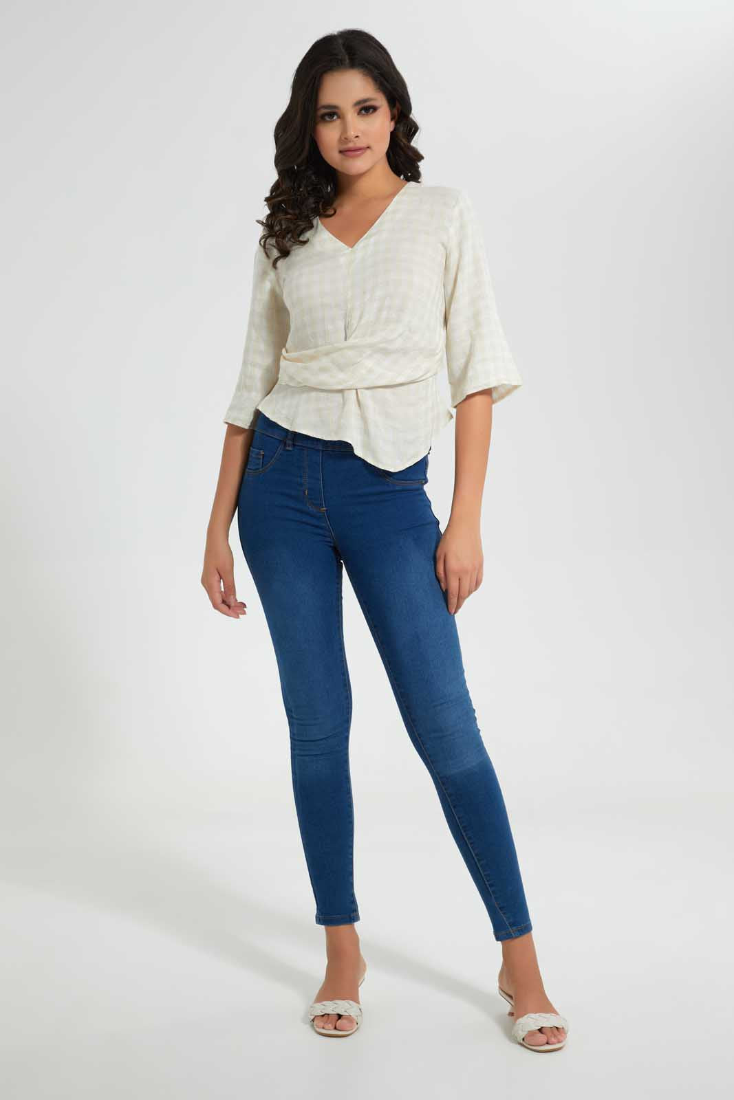 Redtag-Cream-Dobby-Linen-Blend-Front-Knot-Detail-Blouse-Blouses-Women's-