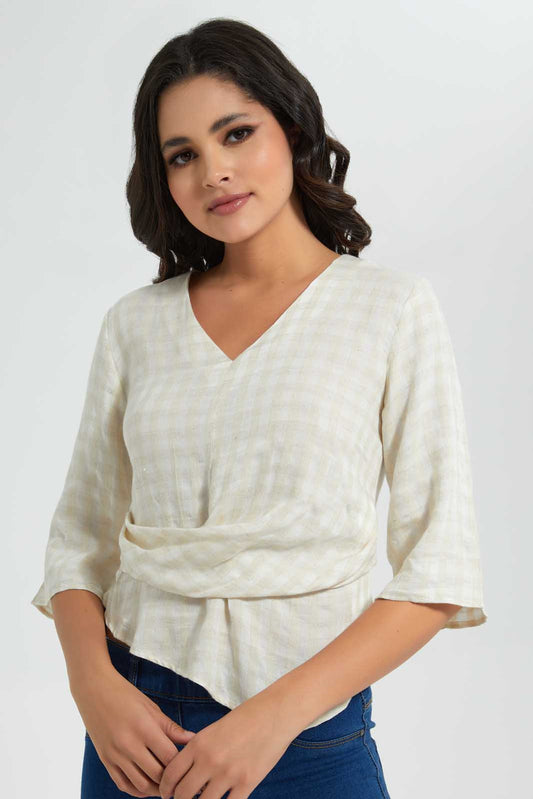 Redtag-Cream-Dobby-Linen-Blend-Front-Knot-Detail-Blouse-Blouses-Women's-