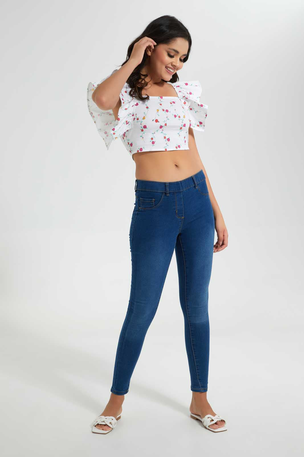 Redtag-Assorted-Printed-Square-Neck-Cropped-Stretch-Blouse-Blouses-Women's-