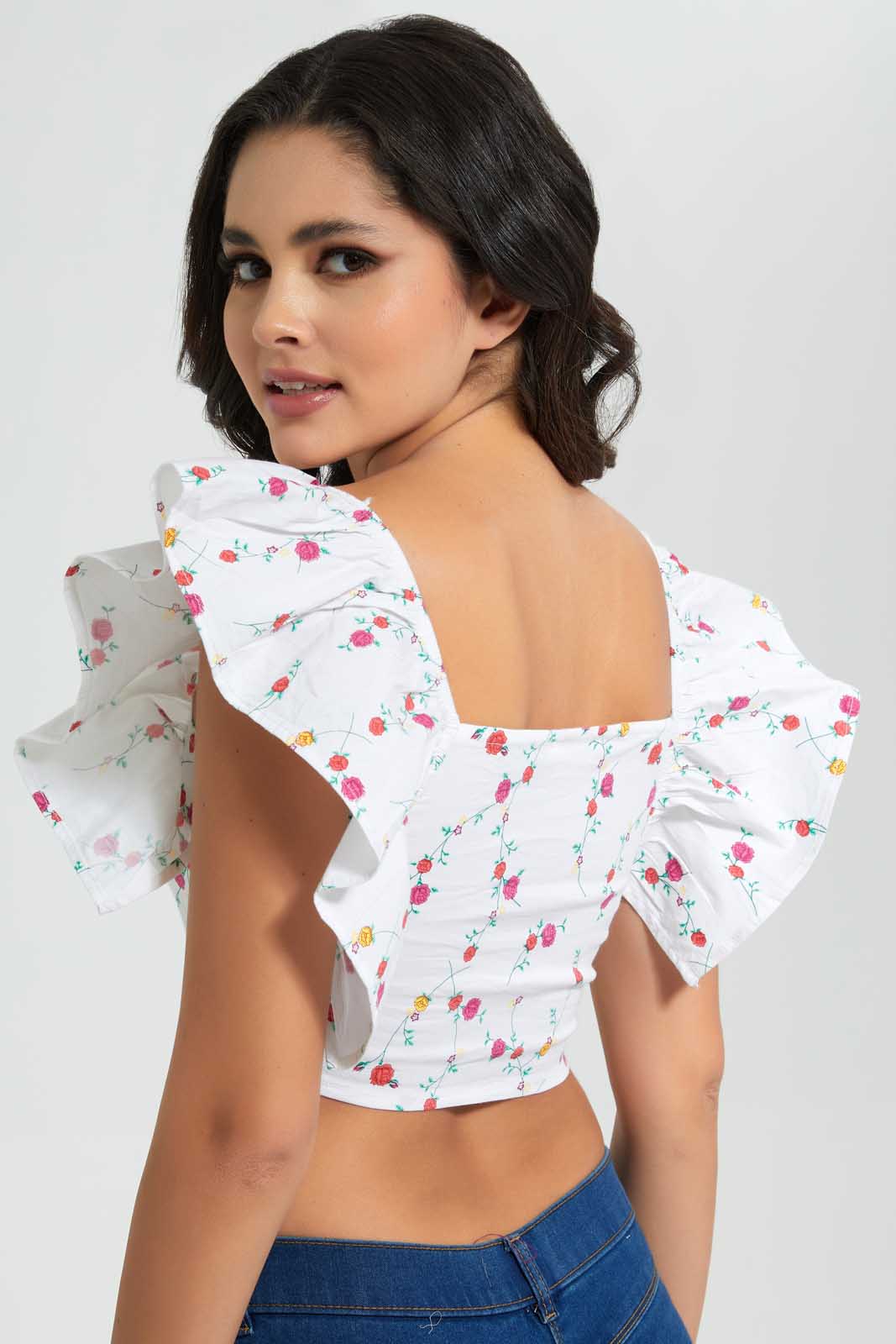 Redtag-Assorted-Printed-Square-Neck-Cropped-Stretch-Blouse-Blouses-Women's-