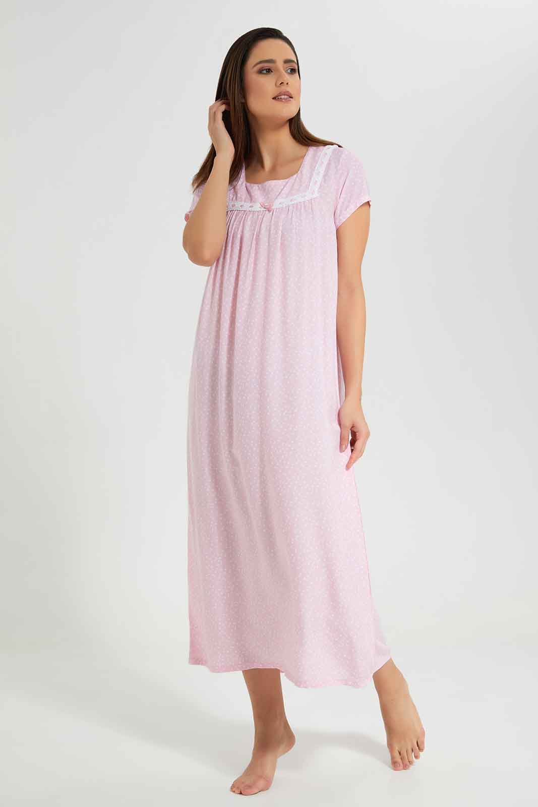 Redtag-Pale-Pink-Printed-Nightgown-Category:Nightgowns,-Colour:Pink,-Filter:Women's-Clothing,-Non-Sale,-S22C,-Section:Women,-Women-Nightgowns--