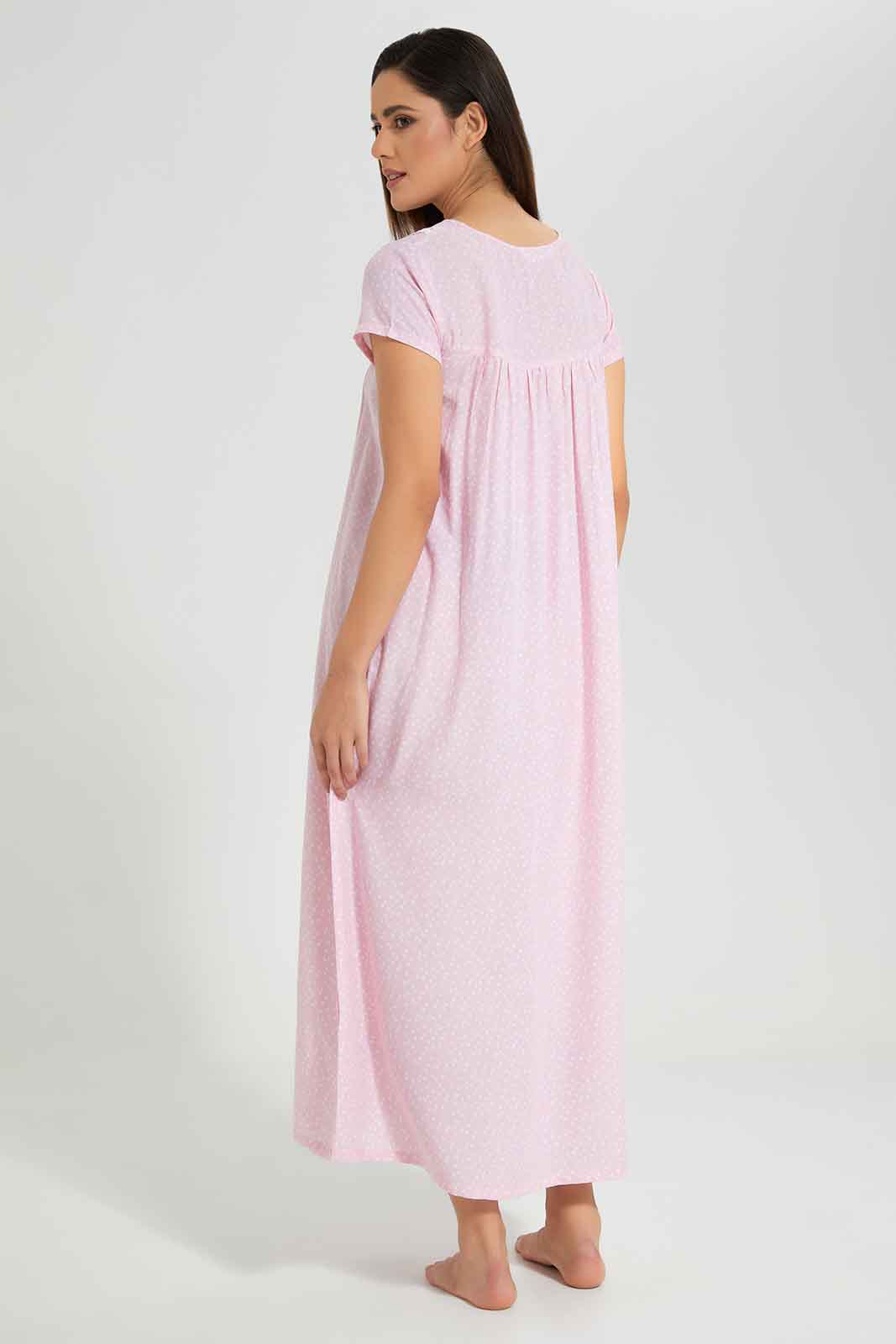 Redtag-Pale-Pink-Printed-Nightgown-Category:Nightgowns,-Colour:Pink,-Filter:Women's-Clothing,-Non-Sale,-S22C,-Section:Women,-Women-Nightgowns--