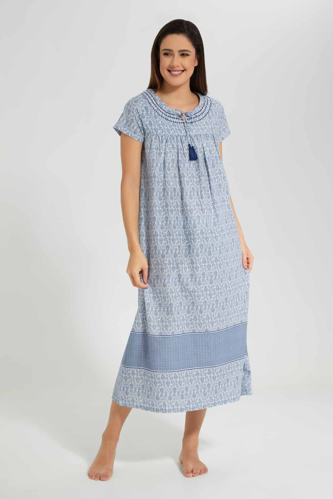 Redtag-Assorted-Pale-Blue-Printed-Nightgown-Category:Nightgowns,-Colour:Assorted,-Filter:Women's-Clothing,-Non-Sale,-S22C,-Section:Women,-Women-Nightgowns--