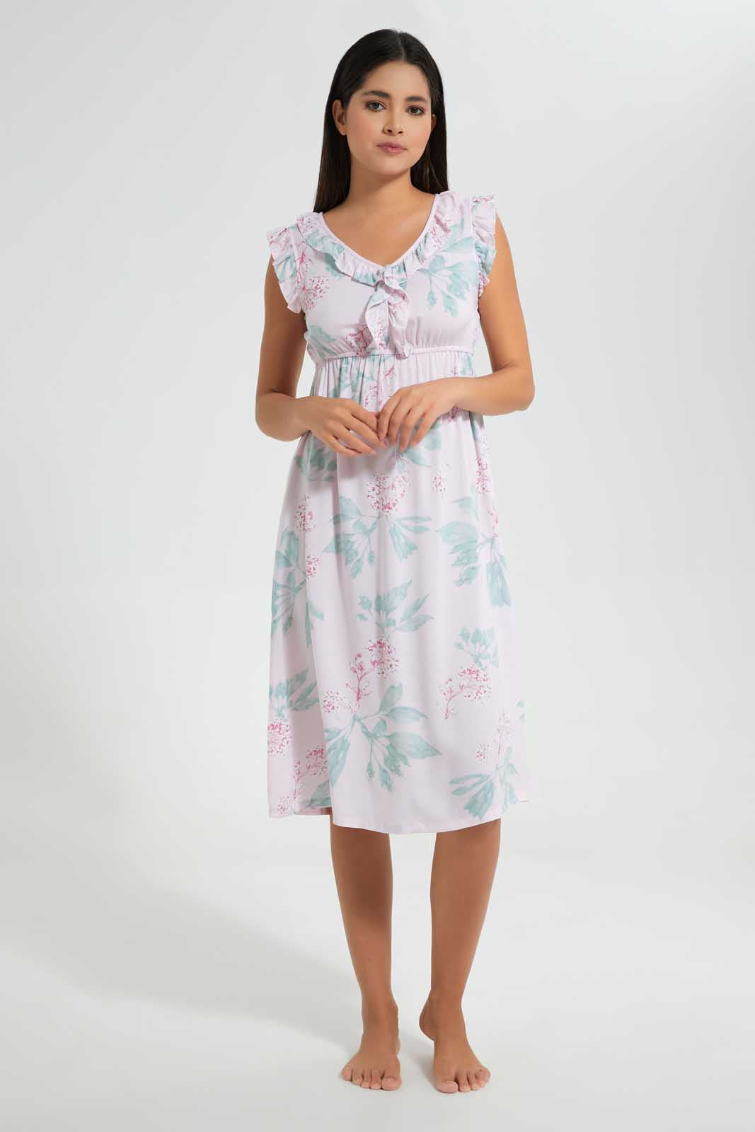 Redtag-Ivory-Printed-Nightgown-Nightgowns-Women's-