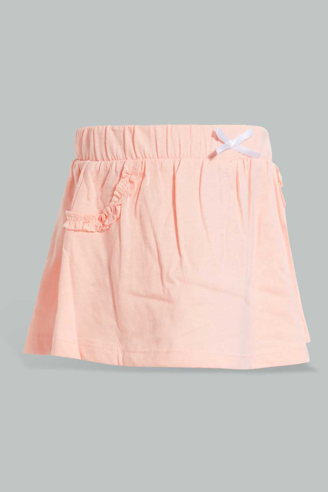 Redtag-Coral-Solid-And-Printed-2Pk-Knit-Skirt-Skirts-Infant-Girls-3 to 24 Months