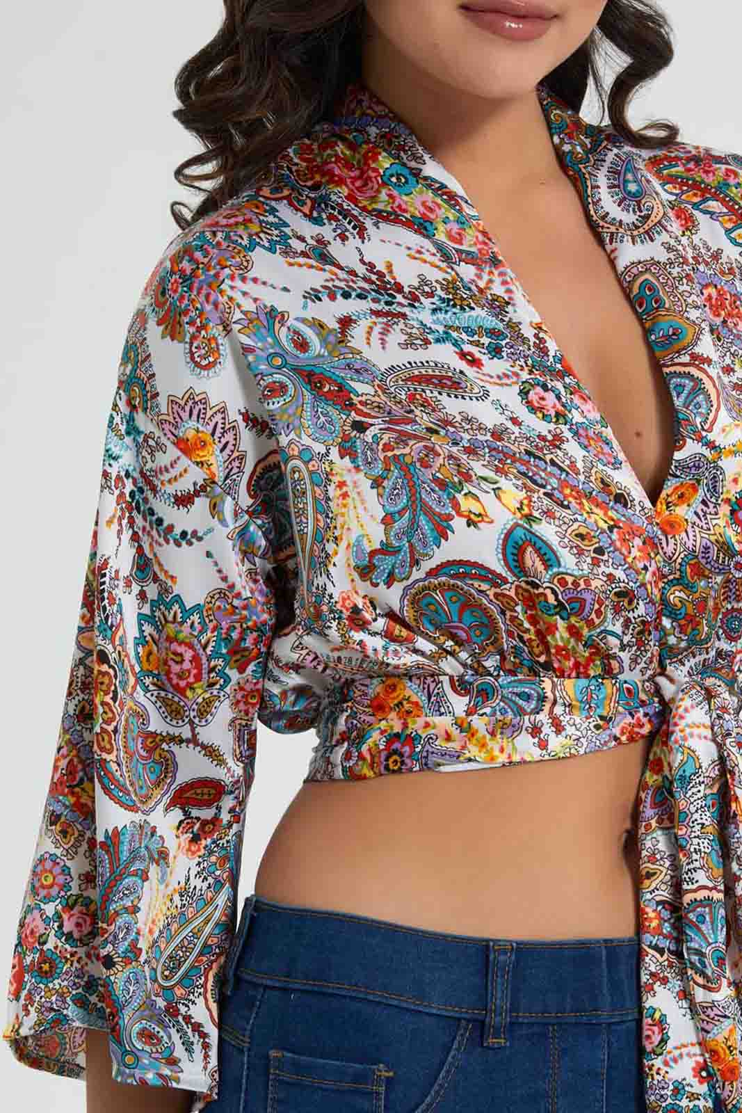 Redtag-Bright-Floral-Printed-Tie-Front-Top-Tops-Women's-