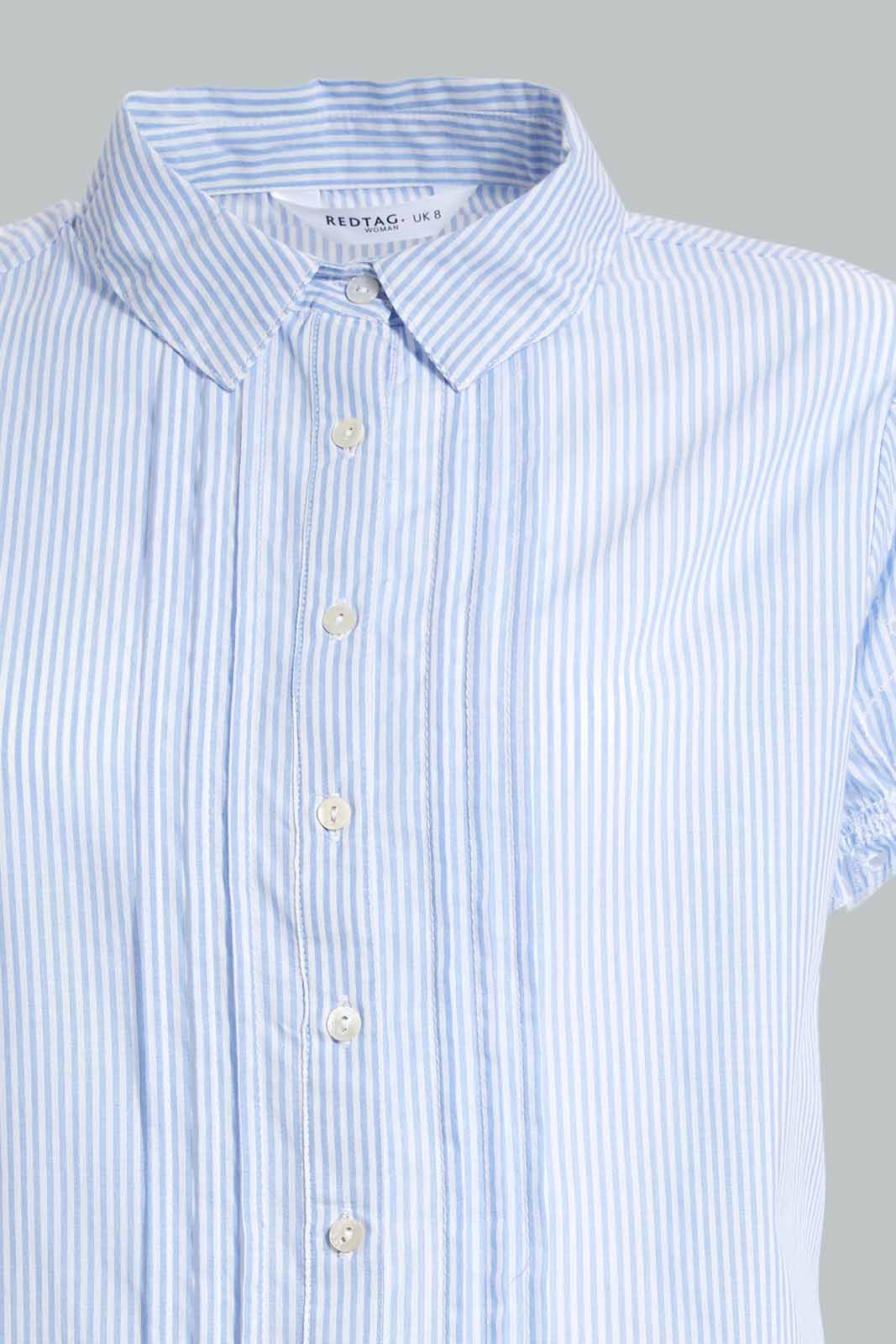 Redtag-Striped-Schiffily-Embroidered-Sleeves-Buttoned-Blouse-Category:Blouses,-Colour:Blue,-Deals:Sale,-Filter:Women's-Clothing,-S22D,-Sale-Women-APL,-Section:Women,-Women-Blouses-Women's-