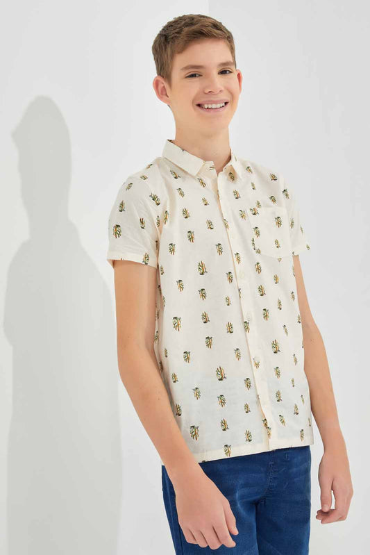 Redtag-Beige-Cactus-Aop-Shirt-BSR-Shirts,-Category:Shirts,-Colour:Beige,-Filter:Senior-Boys-(9-to-14-Yrs),-New-In,-New-In-BSR,-Non-Sale,-S22D,-Section:Kidswear--