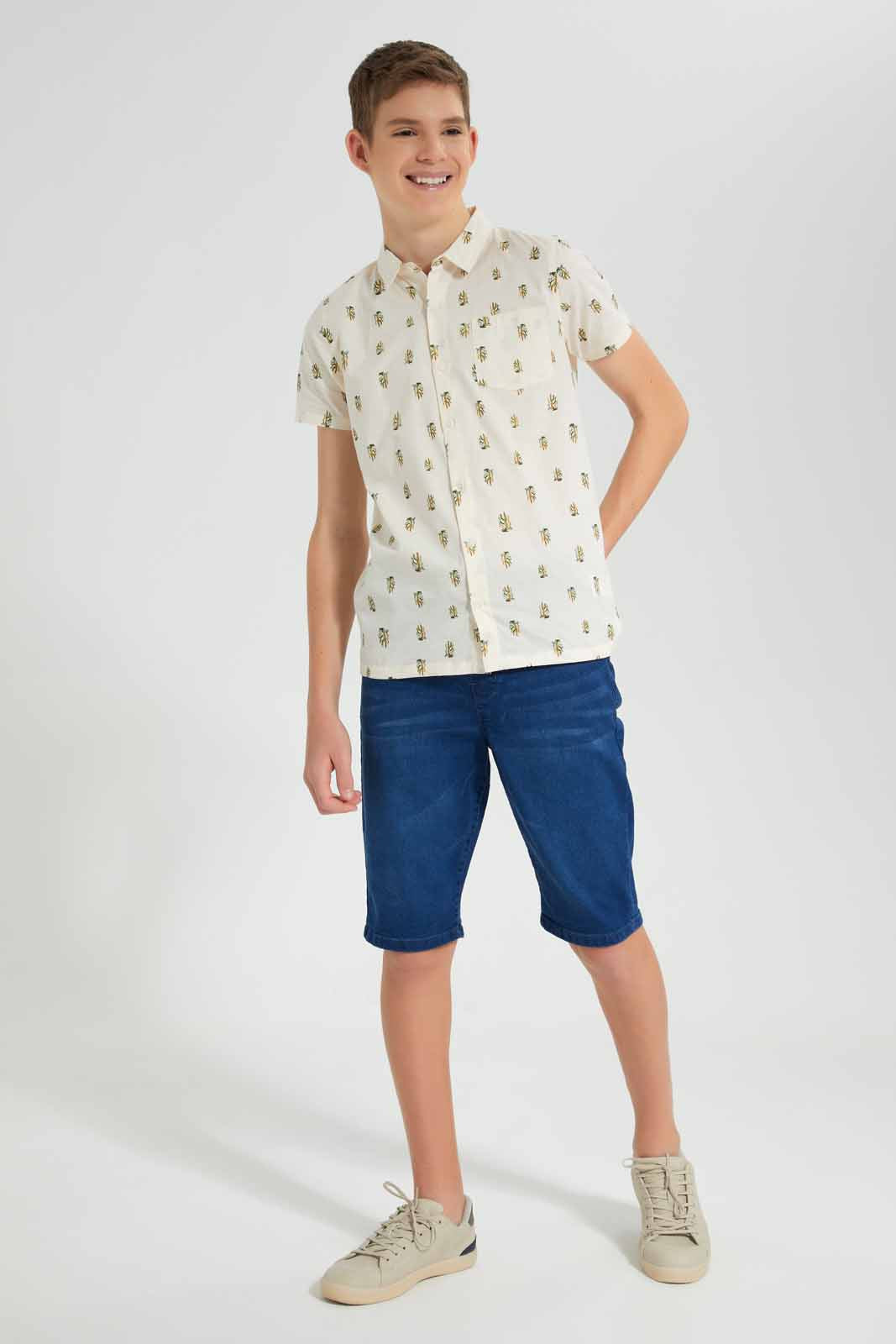 Redtag-Beige-Cactus-Aop-Shirt-BSR-Shirts,-Category:Shirts,-Colour:Beige,-Filter:Senior-Boys-(9-to-14-Yrs),-New-In,-New-In-BSR,-Non-Sale,-S22D,-Section:Kidswear--